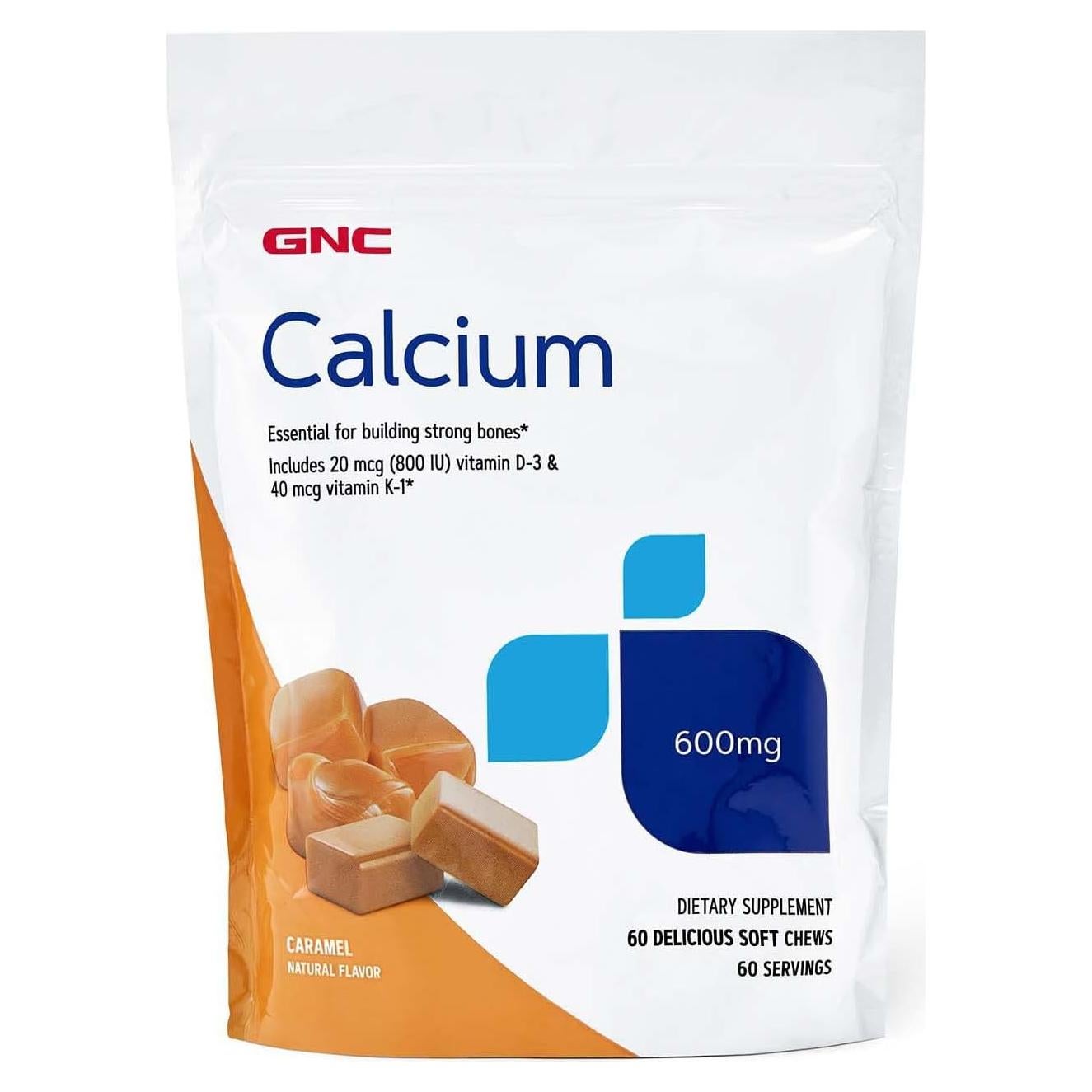 Suplemento de Calcio GNC 600mg Caramelo 60 Porciones