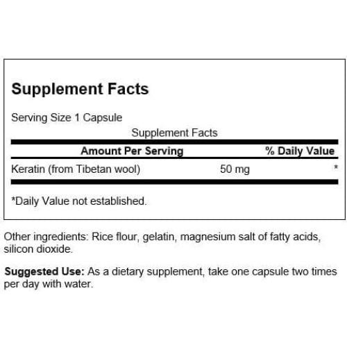 Suplemento de Queratina Swanson 60 Cápsulas 50mg - Articulaciones, Piel, Cabello y Uñas Saludables
