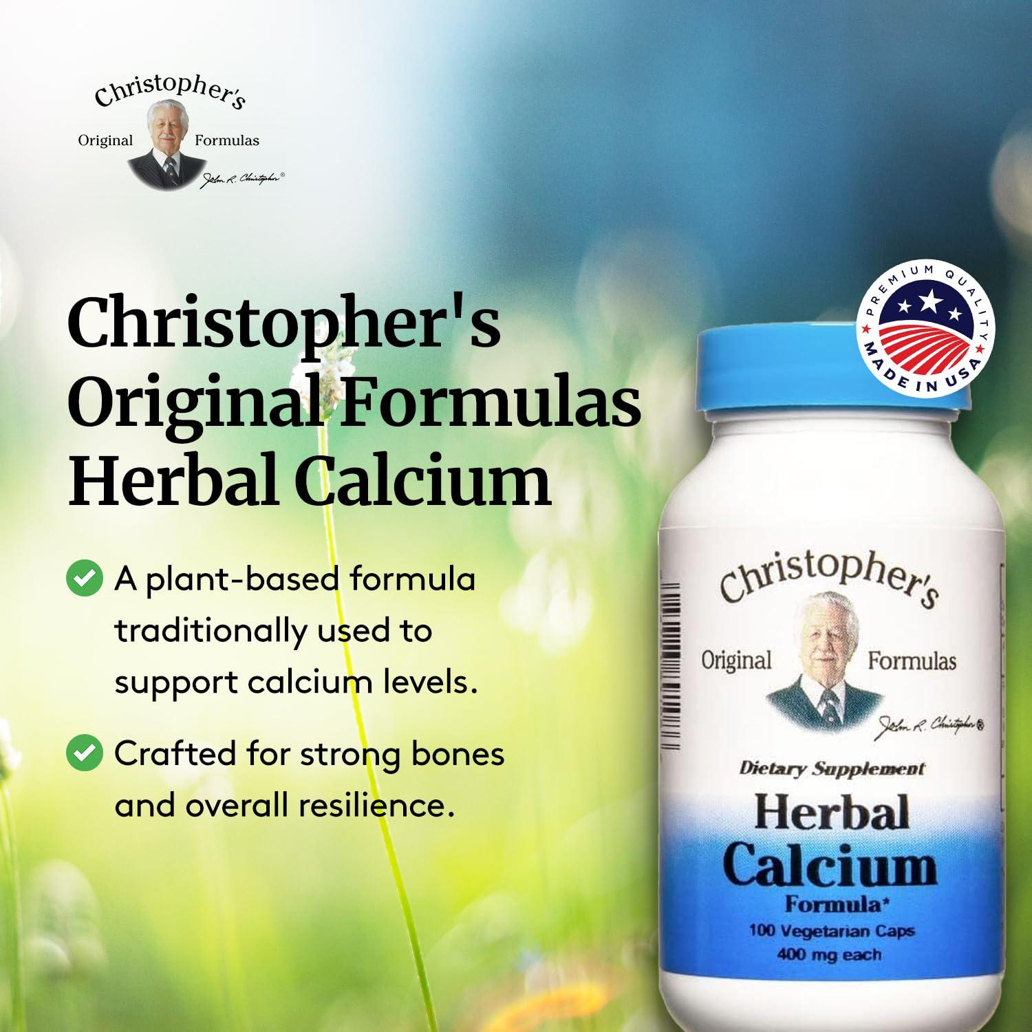 Suplemento de Calcio Herbal Christopher - 400 Cápsulas