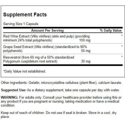 Complejo de Resveratrol Swanson - 60 Cápsulas Salud Cardiovascular