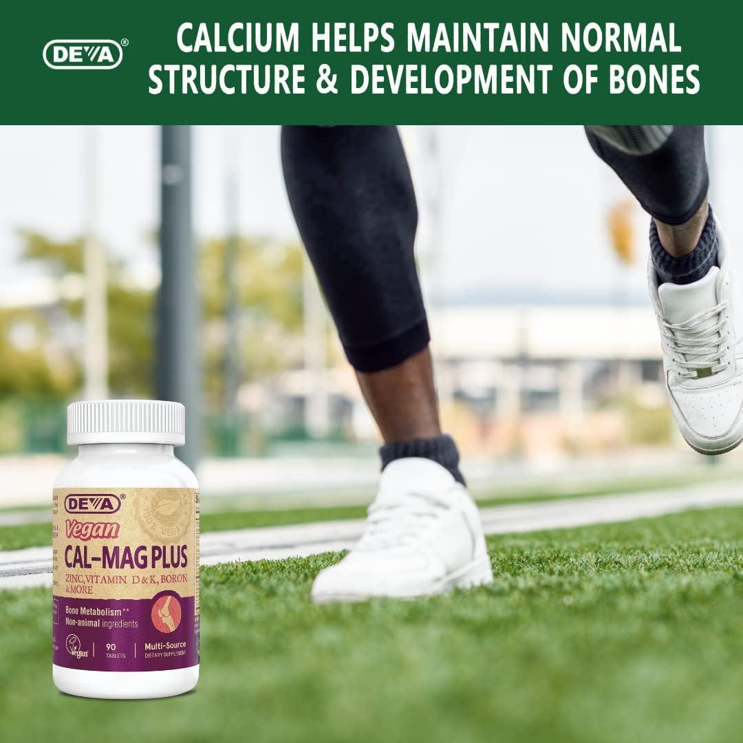Suplemento Vegano DEVA Cal MAG Plus 90 Tabletas - Calcio, Magnesio, Zinc, Vitaminas C, D, K