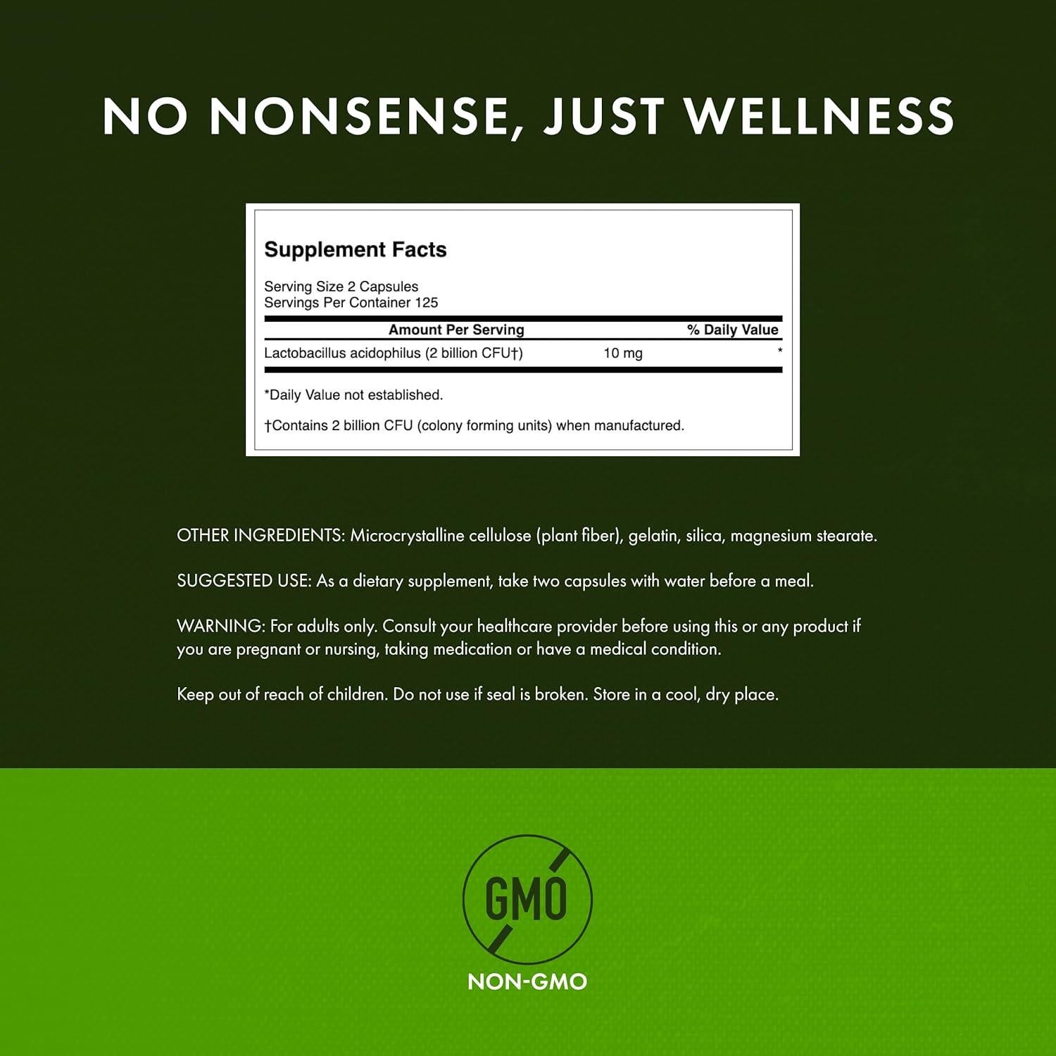 Suplemento Probiotico Swanson Lactobacillus Acidophilus 250 Cápsulas