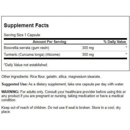 Suplemento Articular Swanson Boswellia y Curcumina 60 Cápsulas