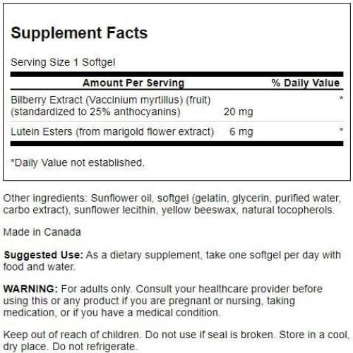 Swanson Luteína y Arándano 6/20 mg 120 Geles Blandos
