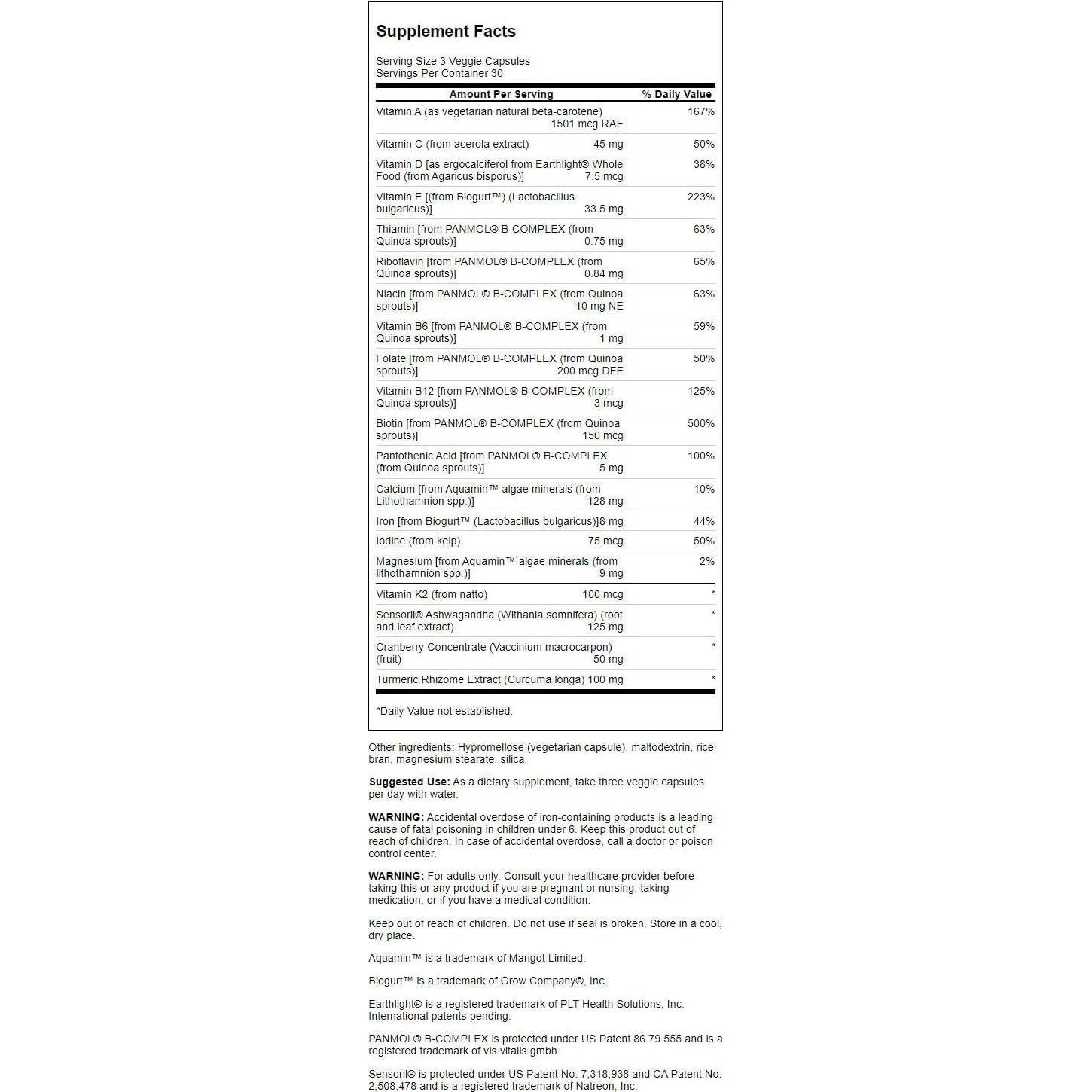 Swanson Real Food Multi Multivitamina Diaria Mujeres 90 Cápsulas