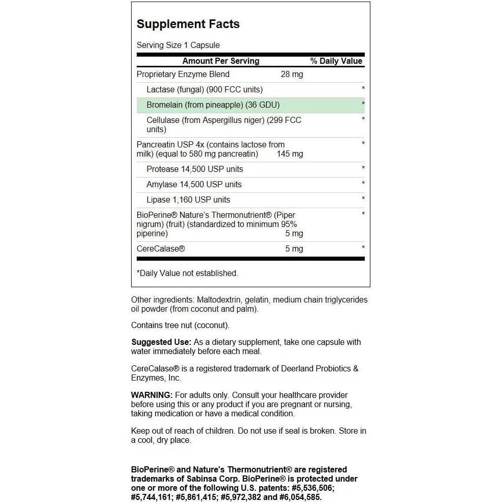 Swanson Digestitol - Suplemento Digestivo con Enzimas y BioPerine - 60 Cápsulas