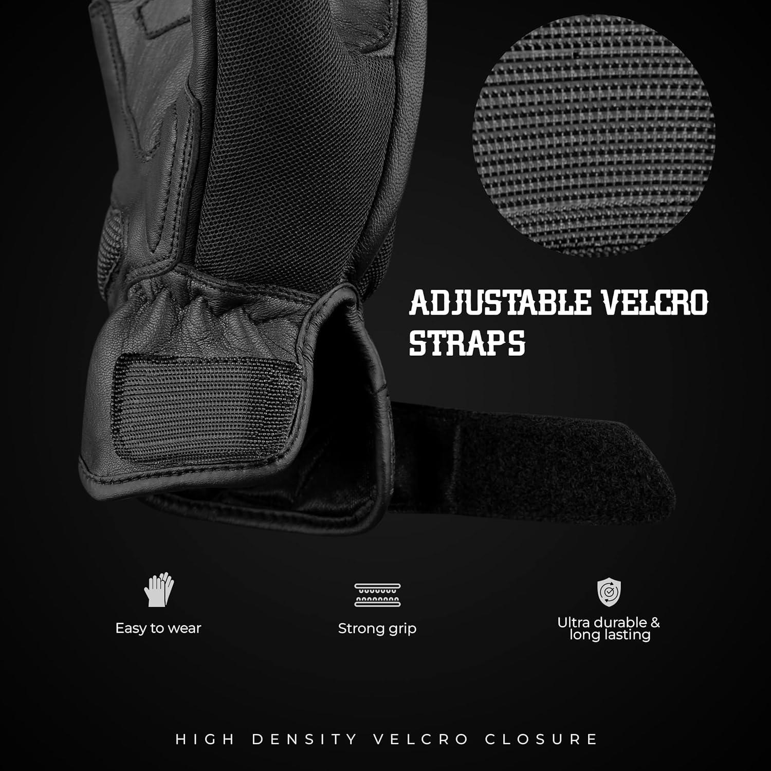 Guantes de Motocicleta J.A.G. Cuero Negro 3XL con Protección