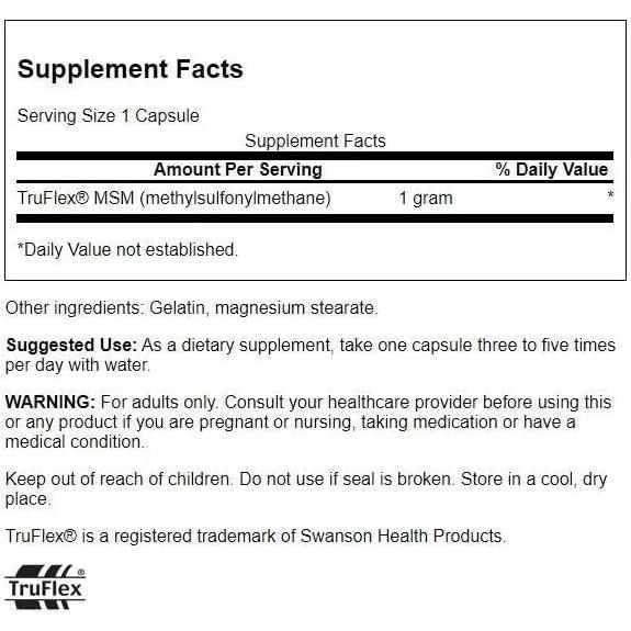 Swanson MSM 240 Cápsulas 1000mg - Salud Articular y Movilidad