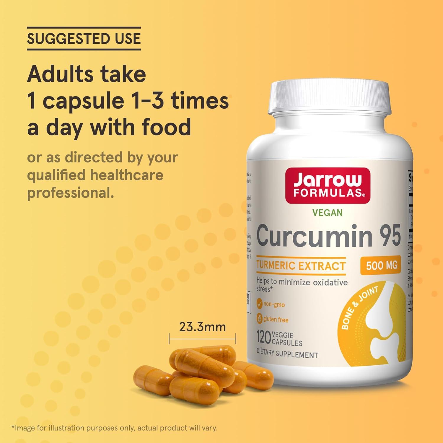 Suplemento de Cúrcuma Curcumina Jarrow 500 mg 120 Cápsulas