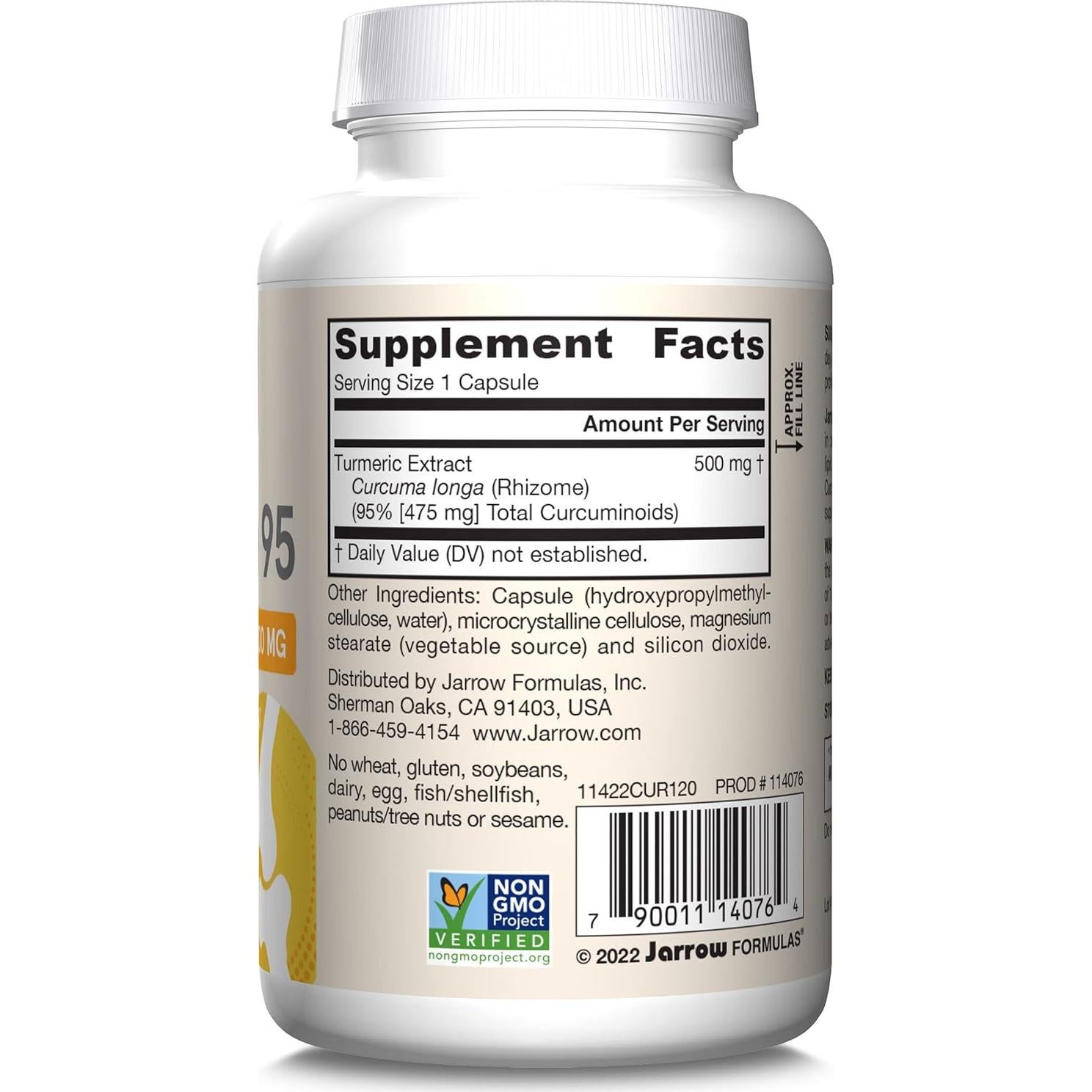 Suplemento de Cúrcuma Curcumina Jarrow 500 mg 120 Cápsulas