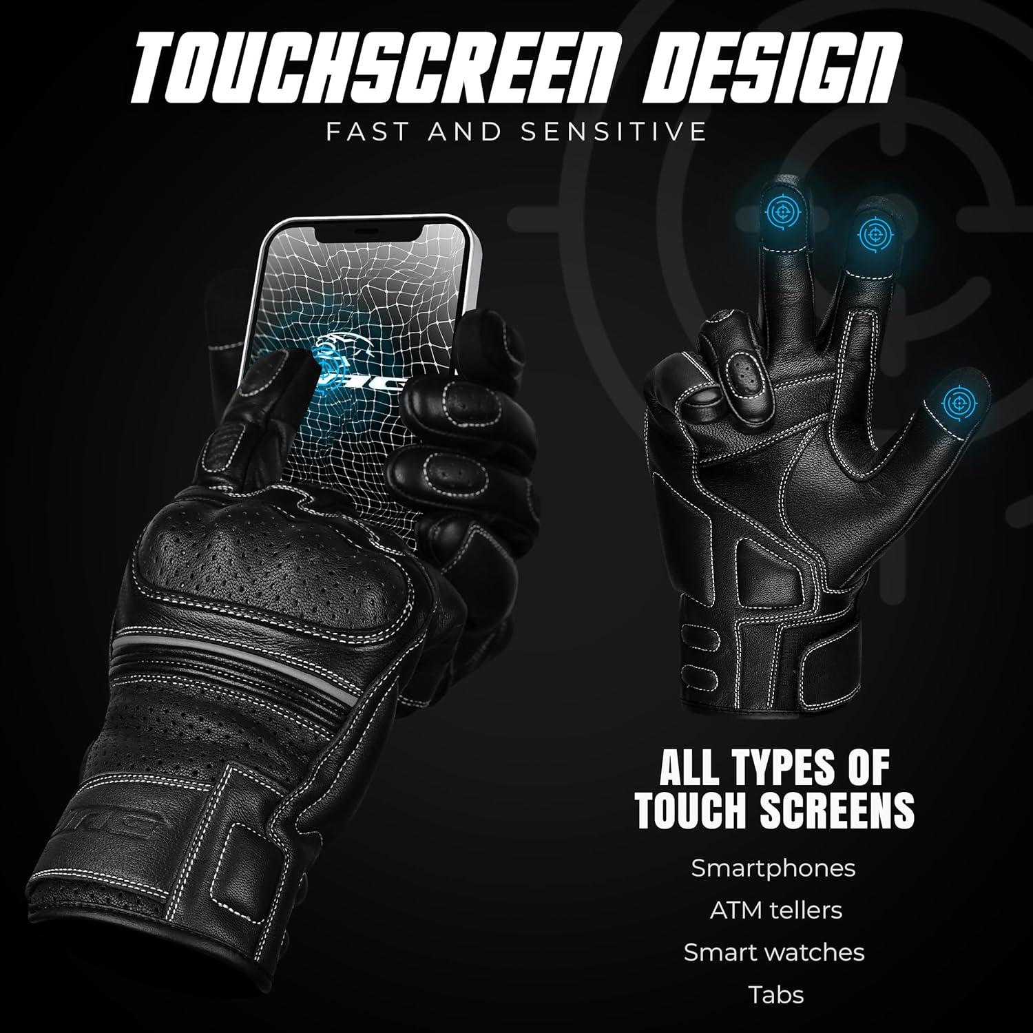 Guantes de Motocicleta J.A.G. Cuero Perforado Táctiles 3X