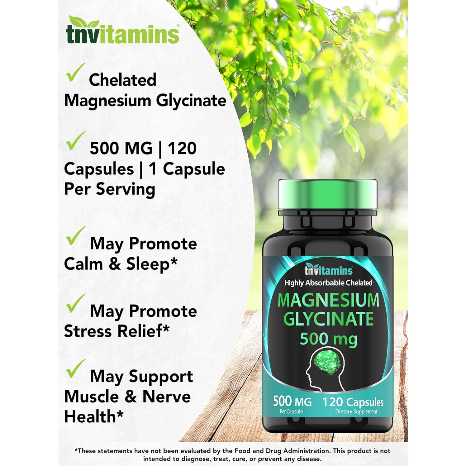 Glicinato de Magnesio 500mg TNVitamins - 120 Cápsulas