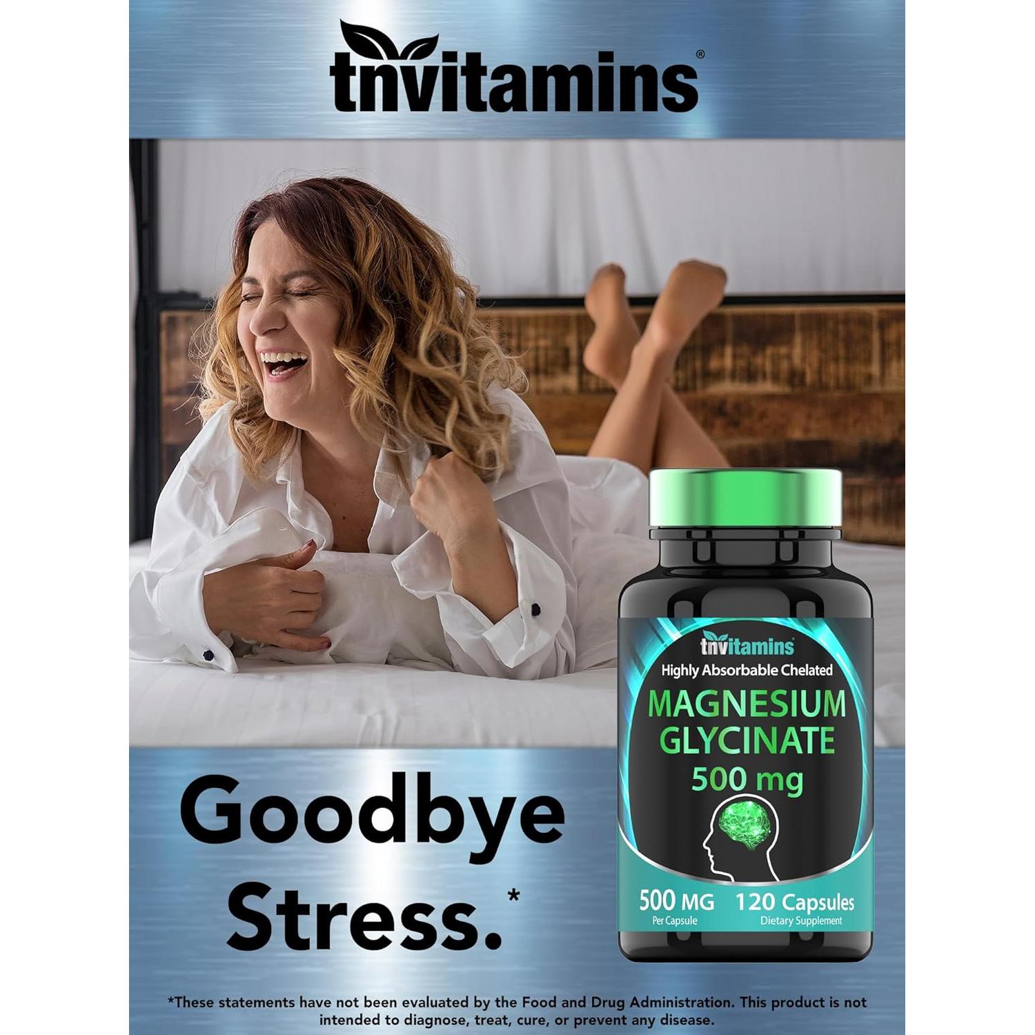 Glicinato de Magnesio 500mg TNVitamins - 120 Cápsulas