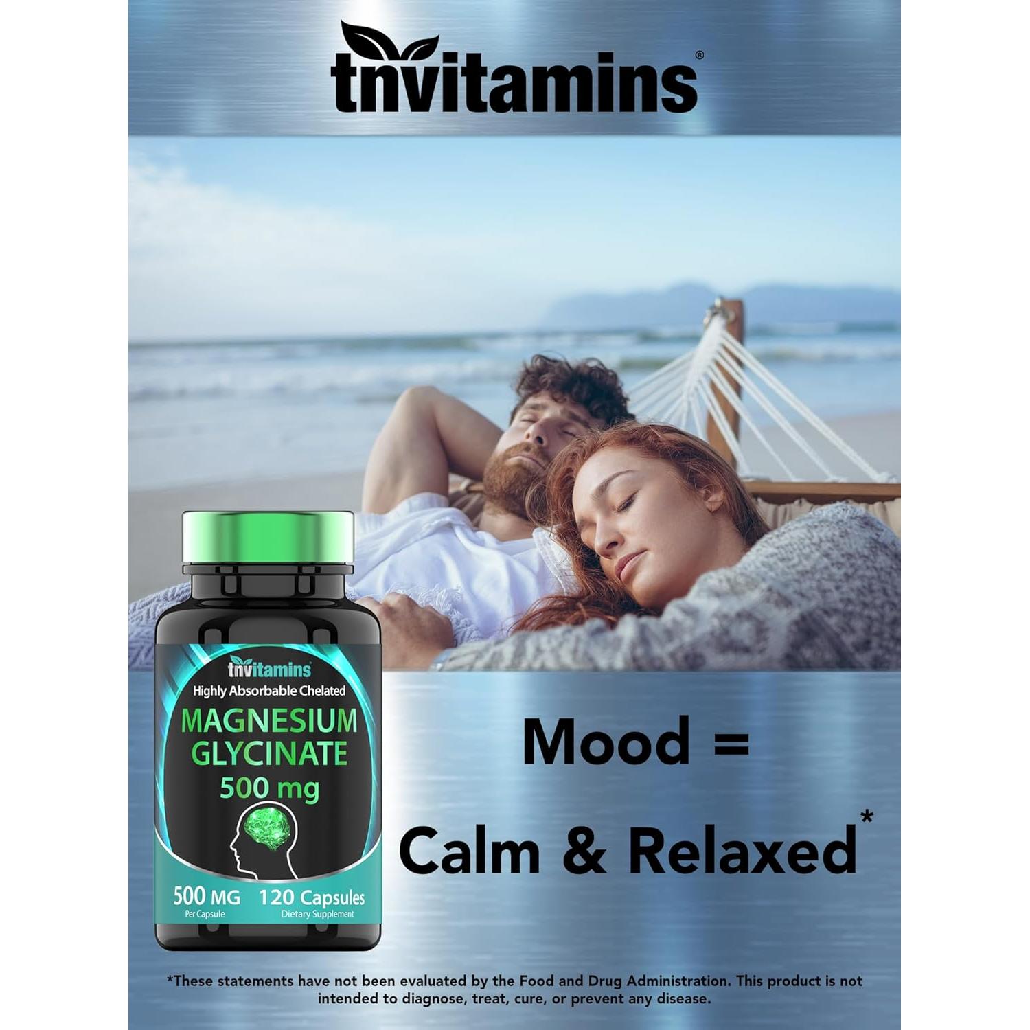 Glicinato de Magnesio 500mg TNVitamins - 120 Cápsulas