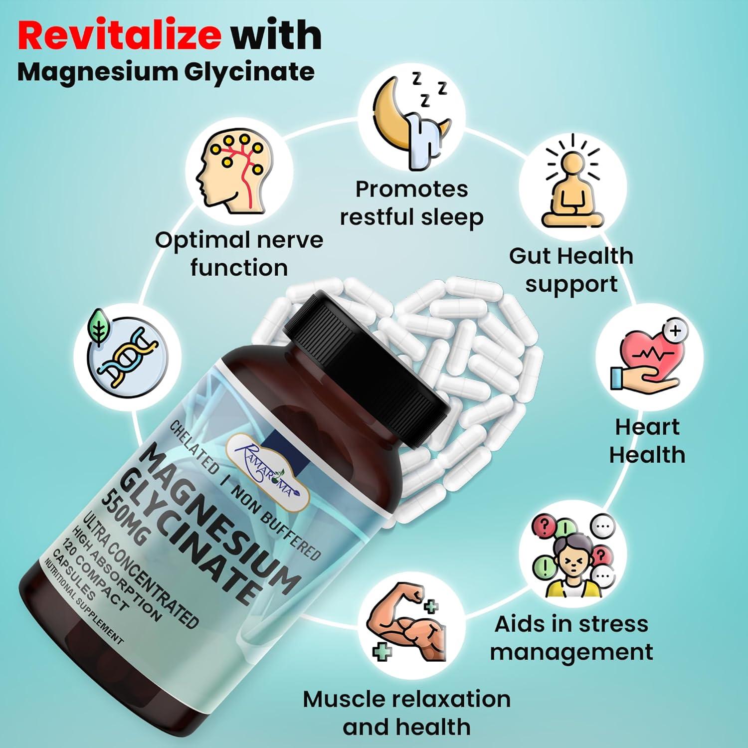 Glicinato de Magnesio 550 mg Ramaroma - 120 Cápsulas