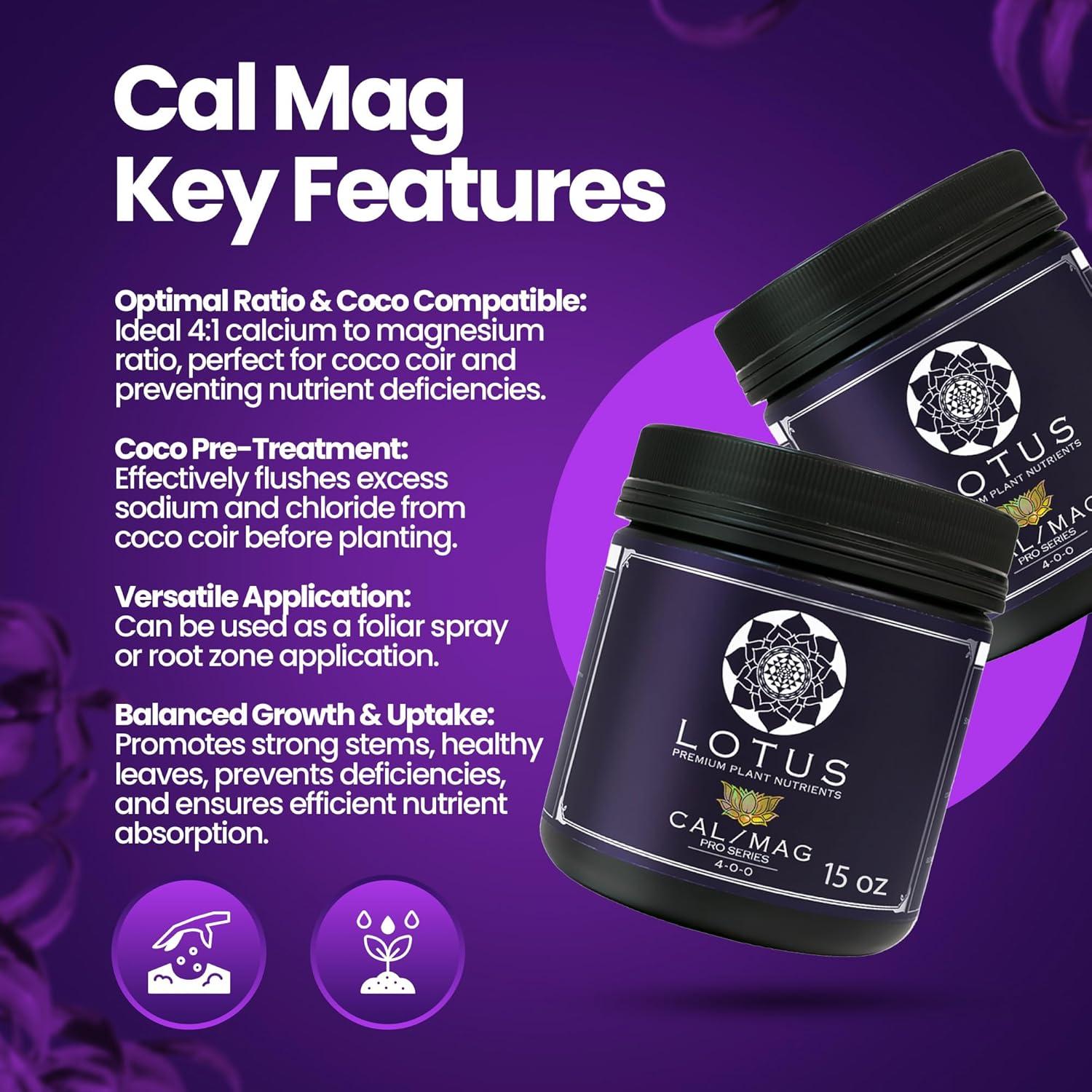 Nutrientes en Polvo Lotus Cal-Mag 425g - Hidroponía y Suelo