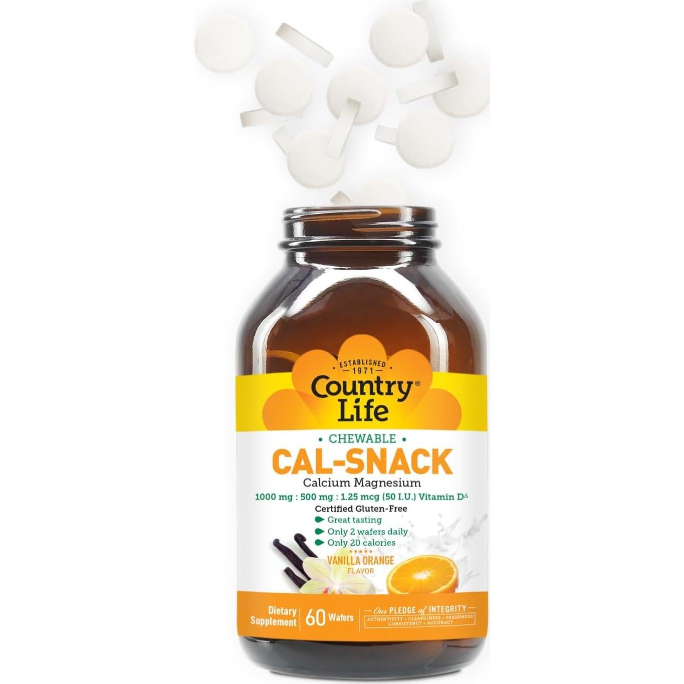 Cal-Snack Country Life 60 Wafers Calcio Magnesio Vitamina D