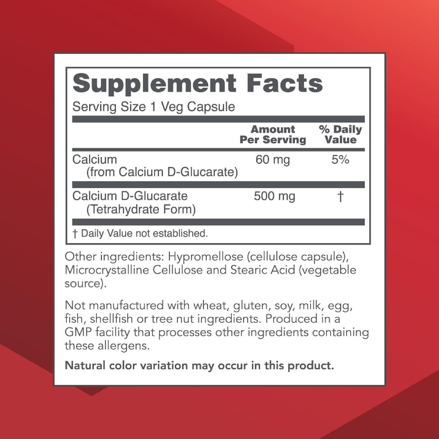 Glucarato de Calcio D 500mg Protocolo Para el Equilibrio de Vida - 90 Cápsulas Veganas