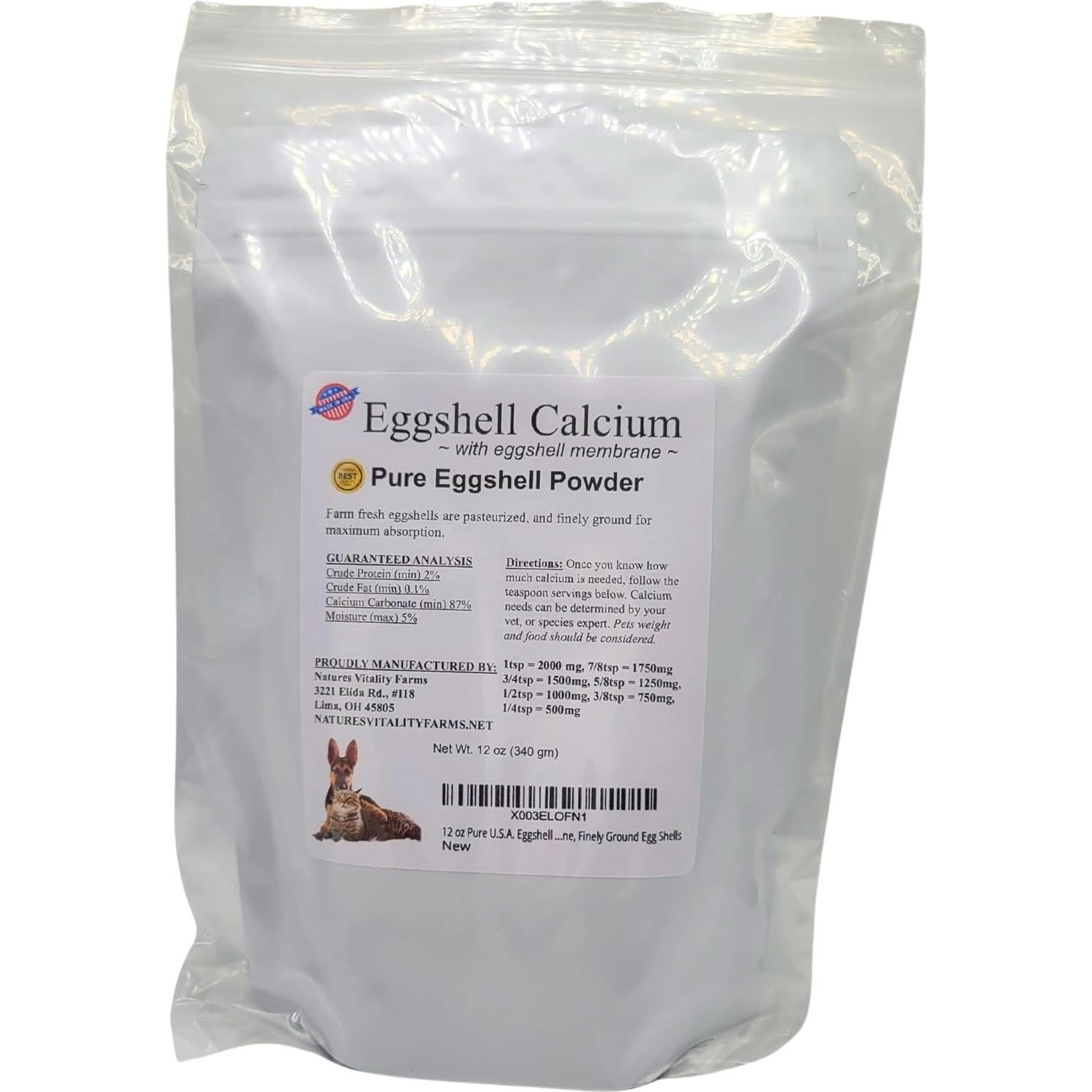 Polvo de Cáscara de Huevo Natures Vitality 290g Suplemento Calcio