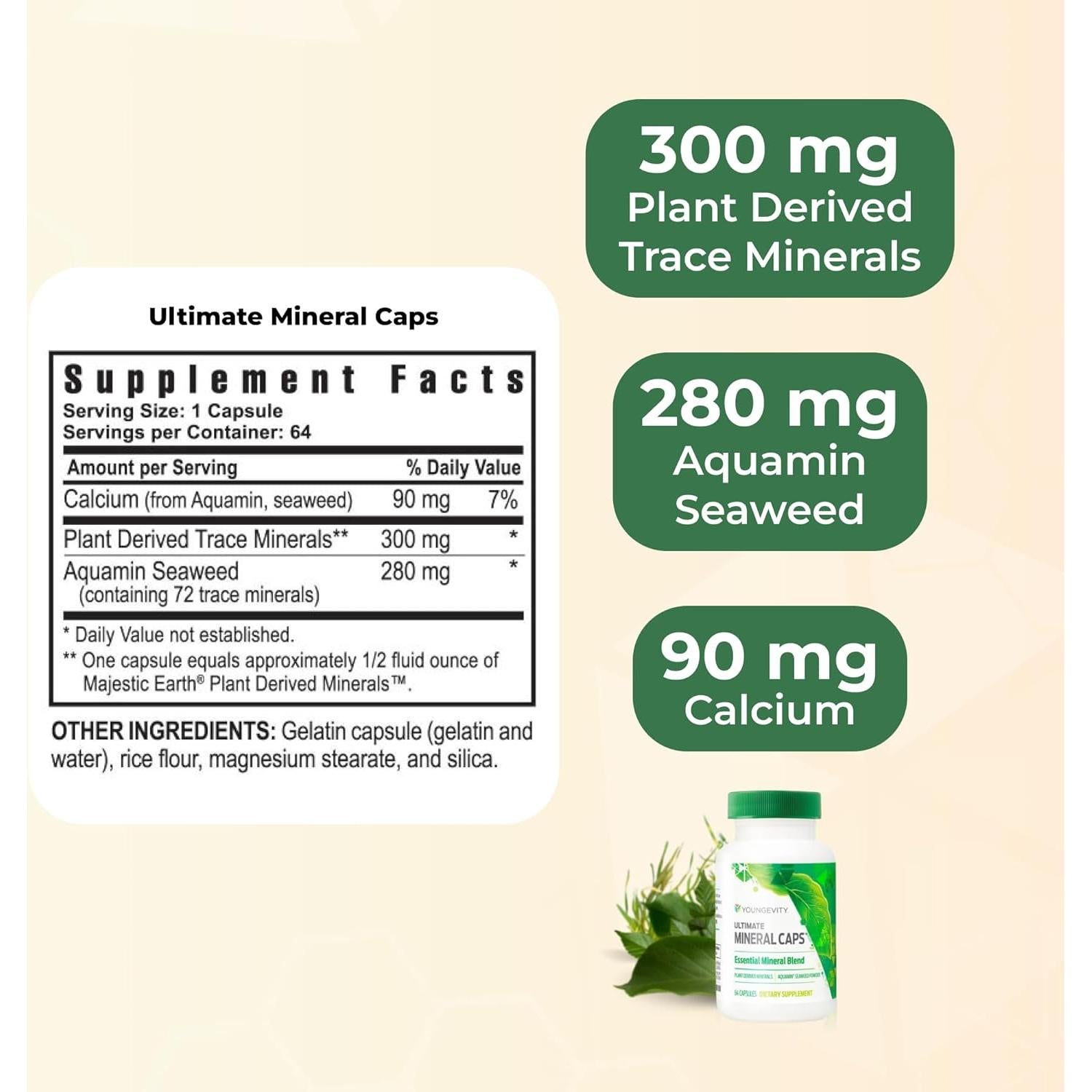 Youngevity Ultimate Mineral Caps - 64 Cápsulas - Minerales Esenciales