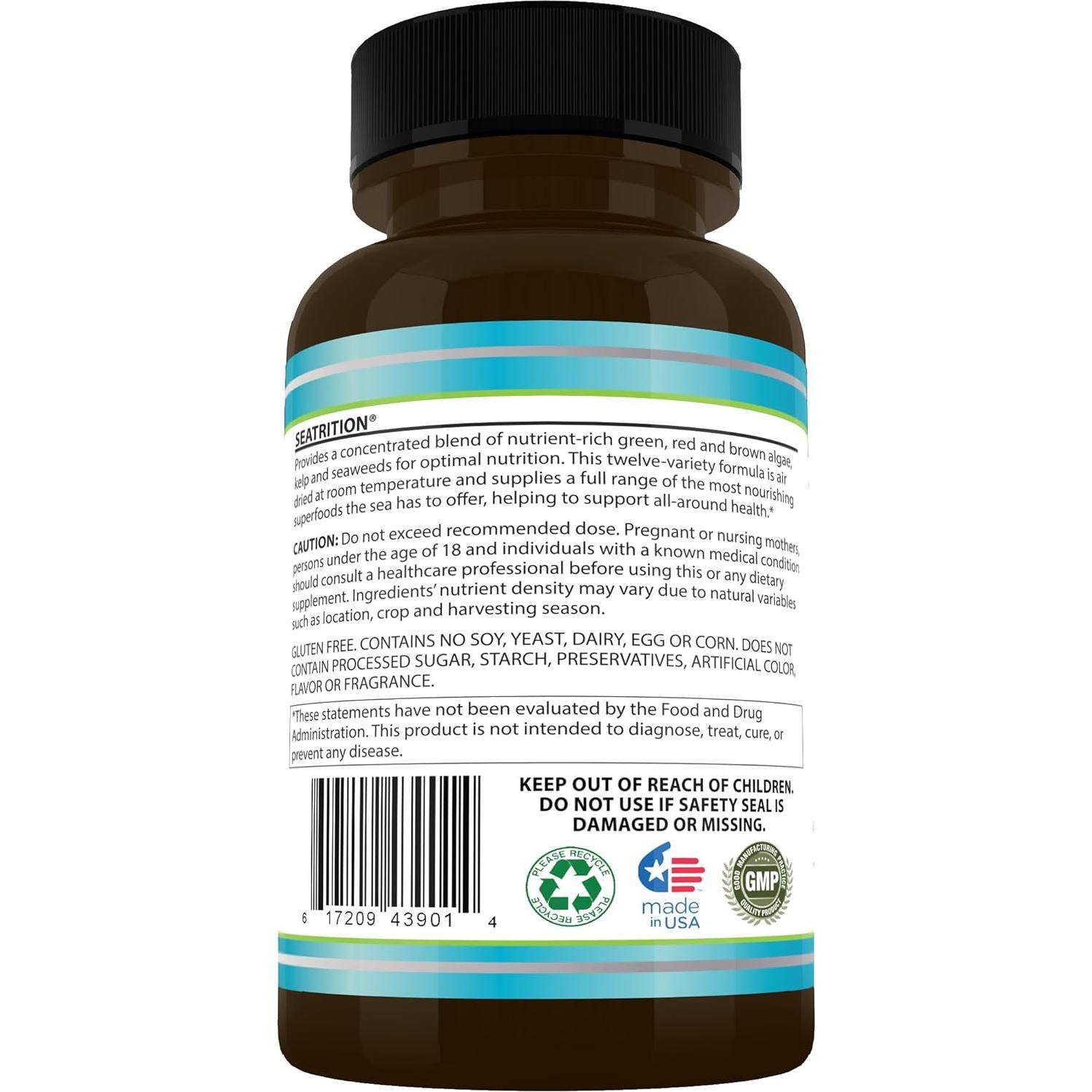 Suplemento Natural Tiroides Seatrition 180 Cápsulas Veganas