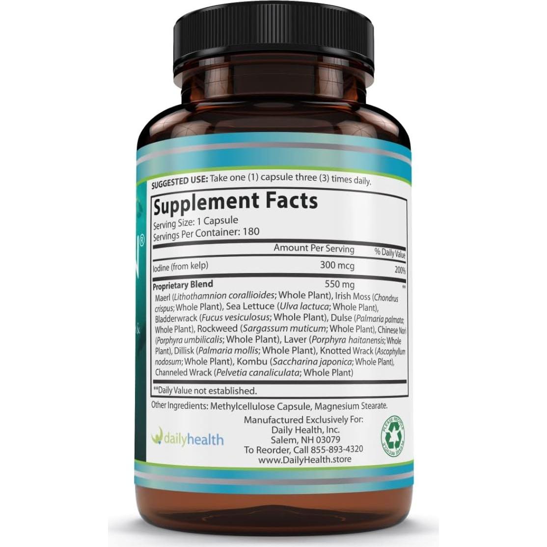 Suplemento Natural Tiroides Seatrition 180 Cápsulas Veganas