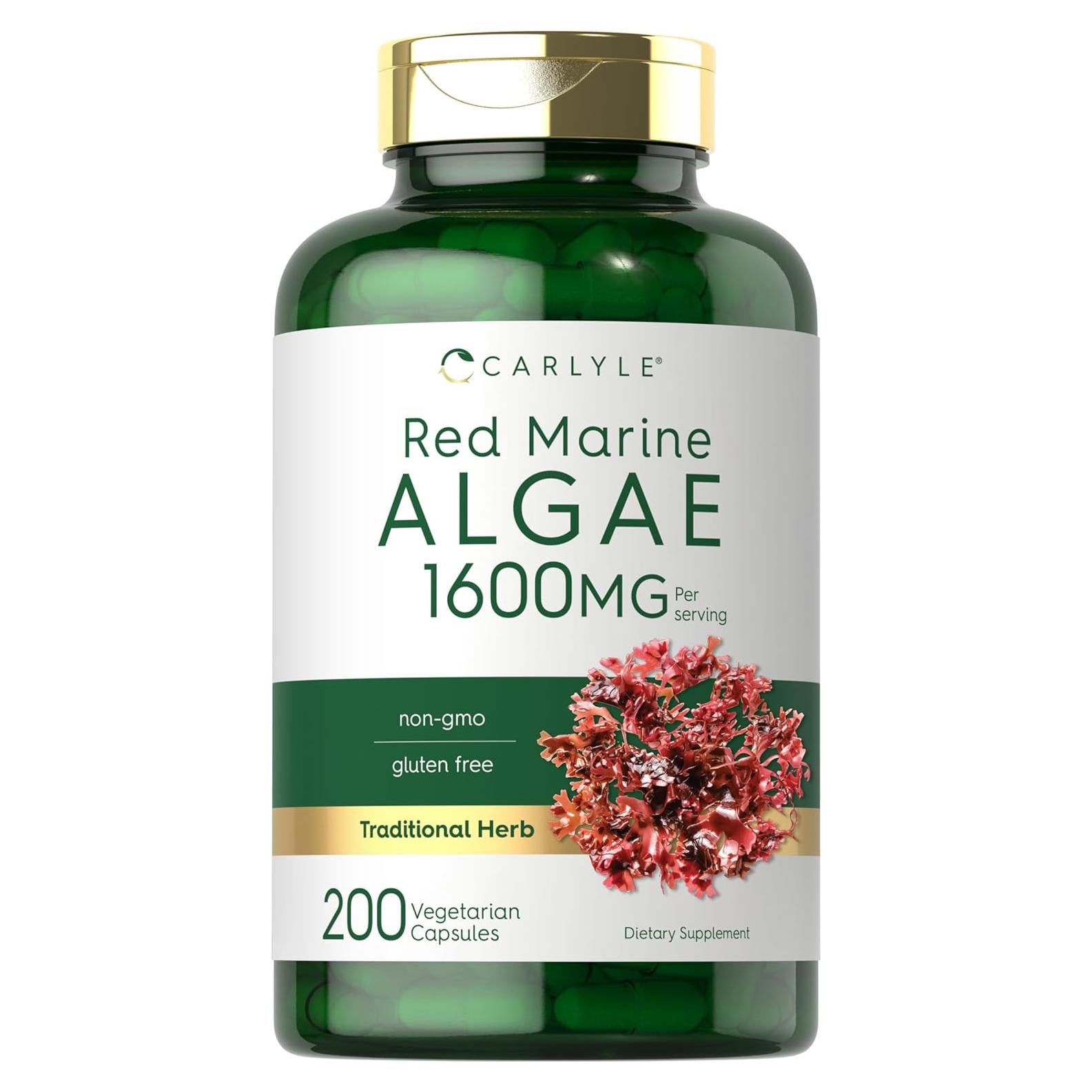 Cápsulas de Algas Marinas Rojas Carlyle 1600mg | 200 Unidades | Suplemento Vegetariano