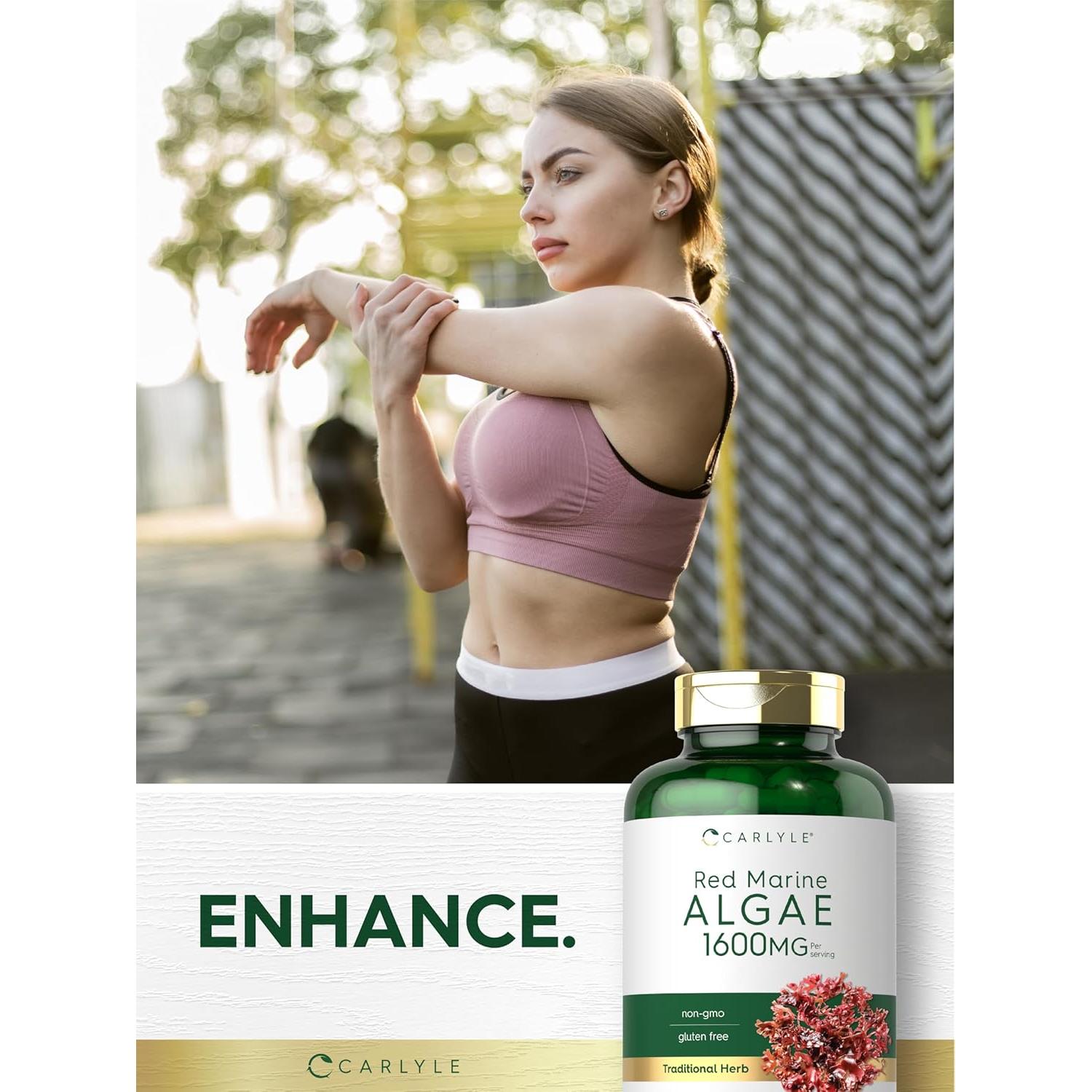 Cápsulas de Algas Marinas Rojas Carlyle 1600mg | 200 Unidades | Suplemento Vegetariano