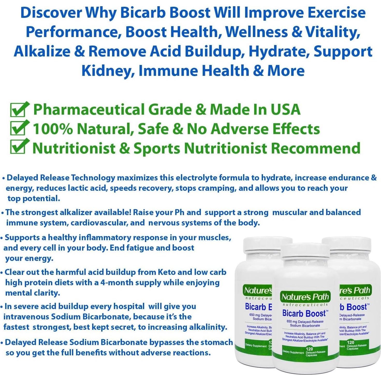 Tabletas de Bicarbonato de Sodio 650 mg Bicarb Boost - 120 Cápsulas