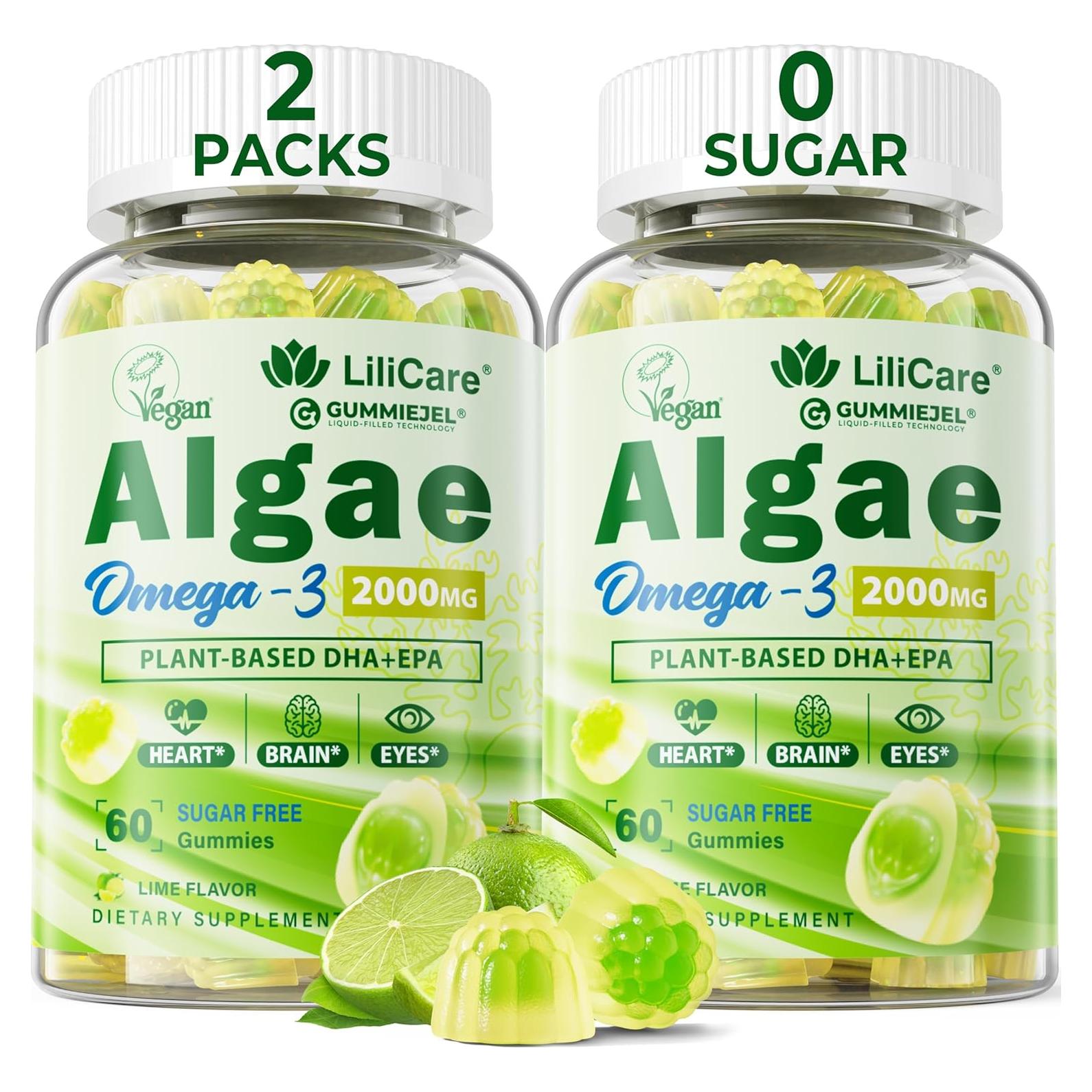 Gomitas Omega 3 Veganas LILICARE 2200mg DHA EPA 60 Unidades