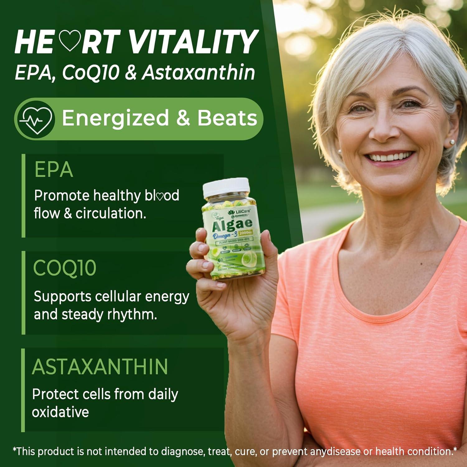 Gomitas Omega 3 Veganas LILICARE 2200mg DHA EPA 60 Unidades