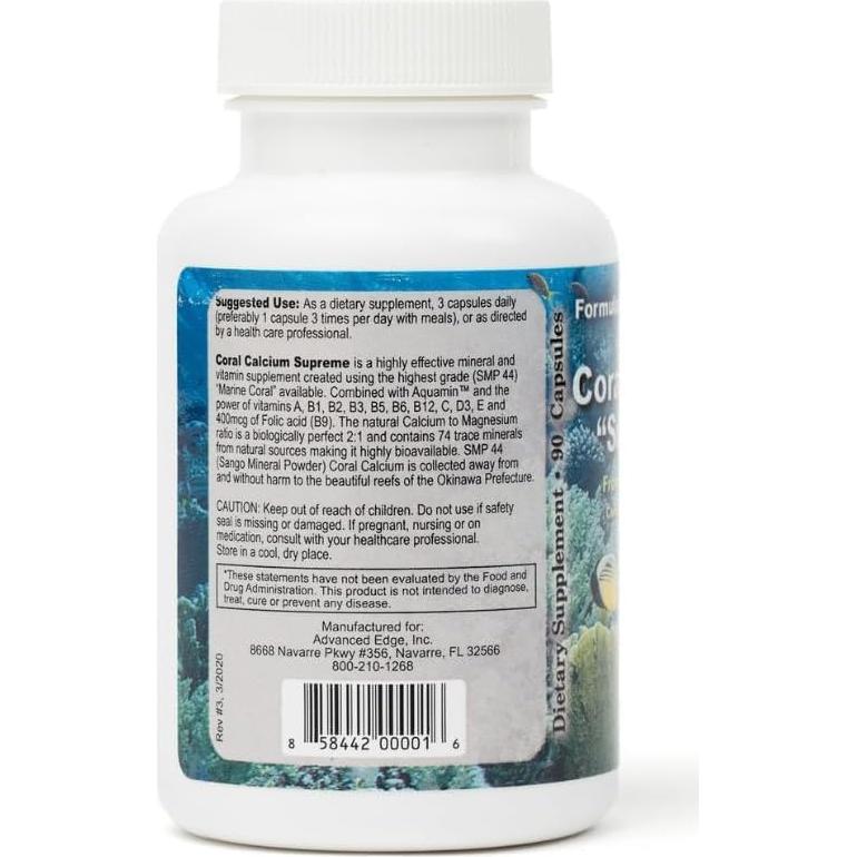 Calcio de Coral Supremo Bobs 100% Puro 90 Cápsulas Vegetales