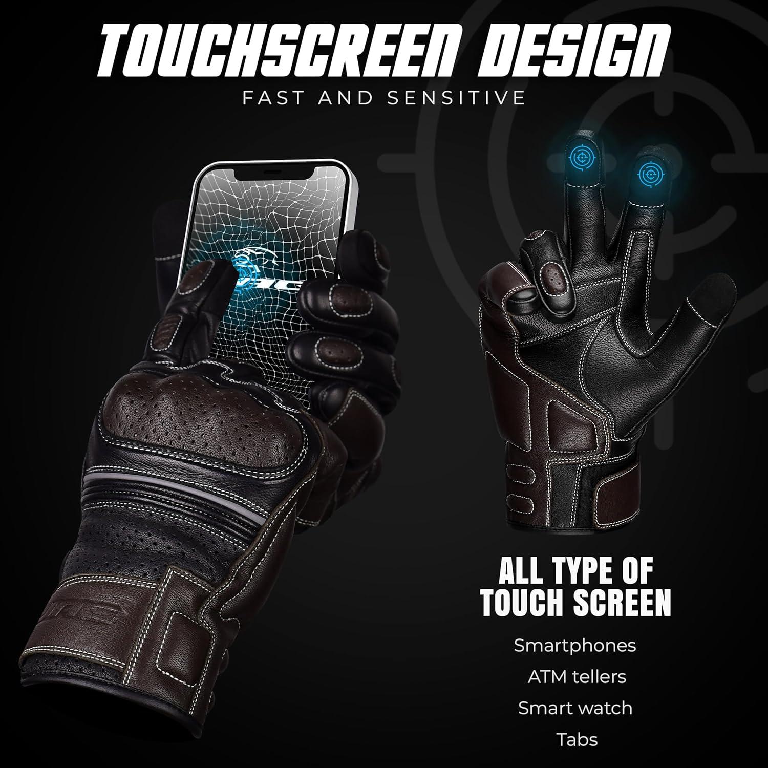 Guantes de Motocicleta J.A.G. Cuero Perforado Táctiles 3X