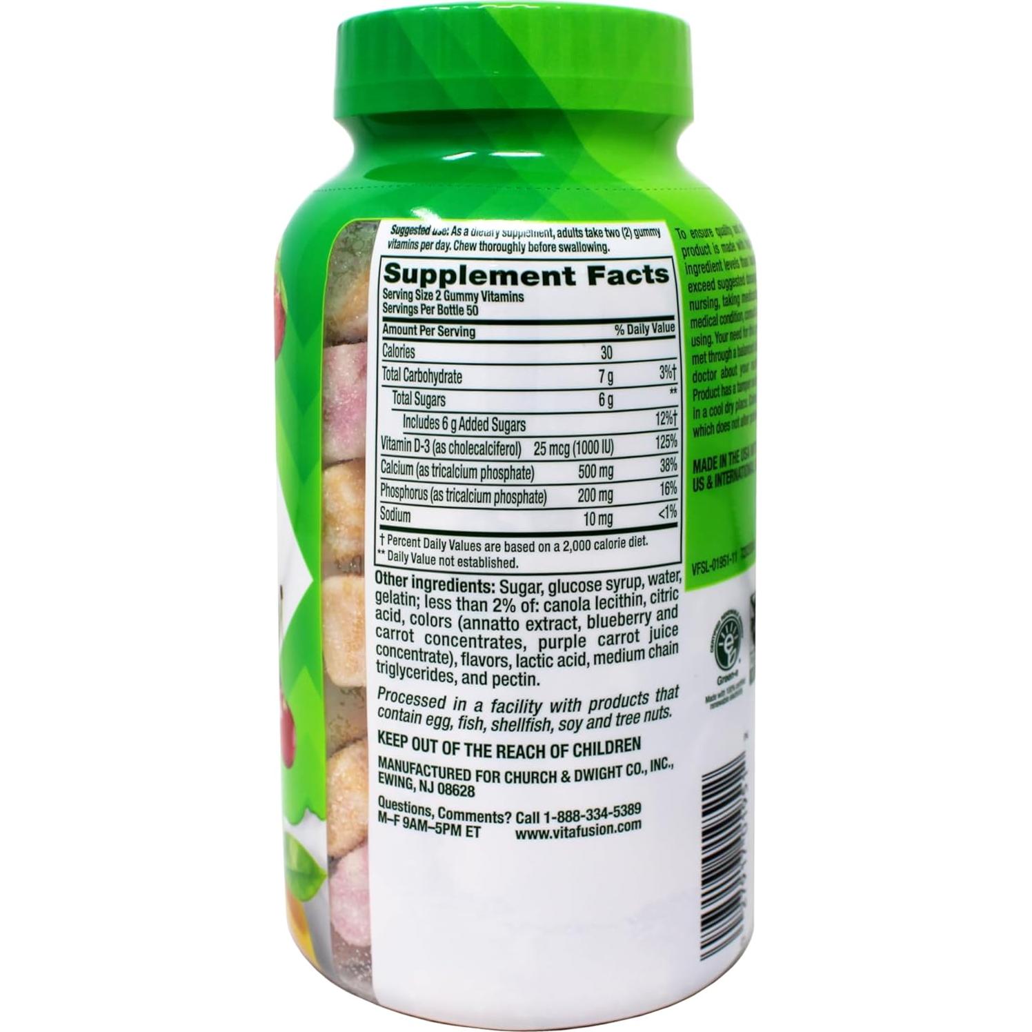 Vitafusion Calcio Gummy 100 Vitaminas Adultos con Vitamina D