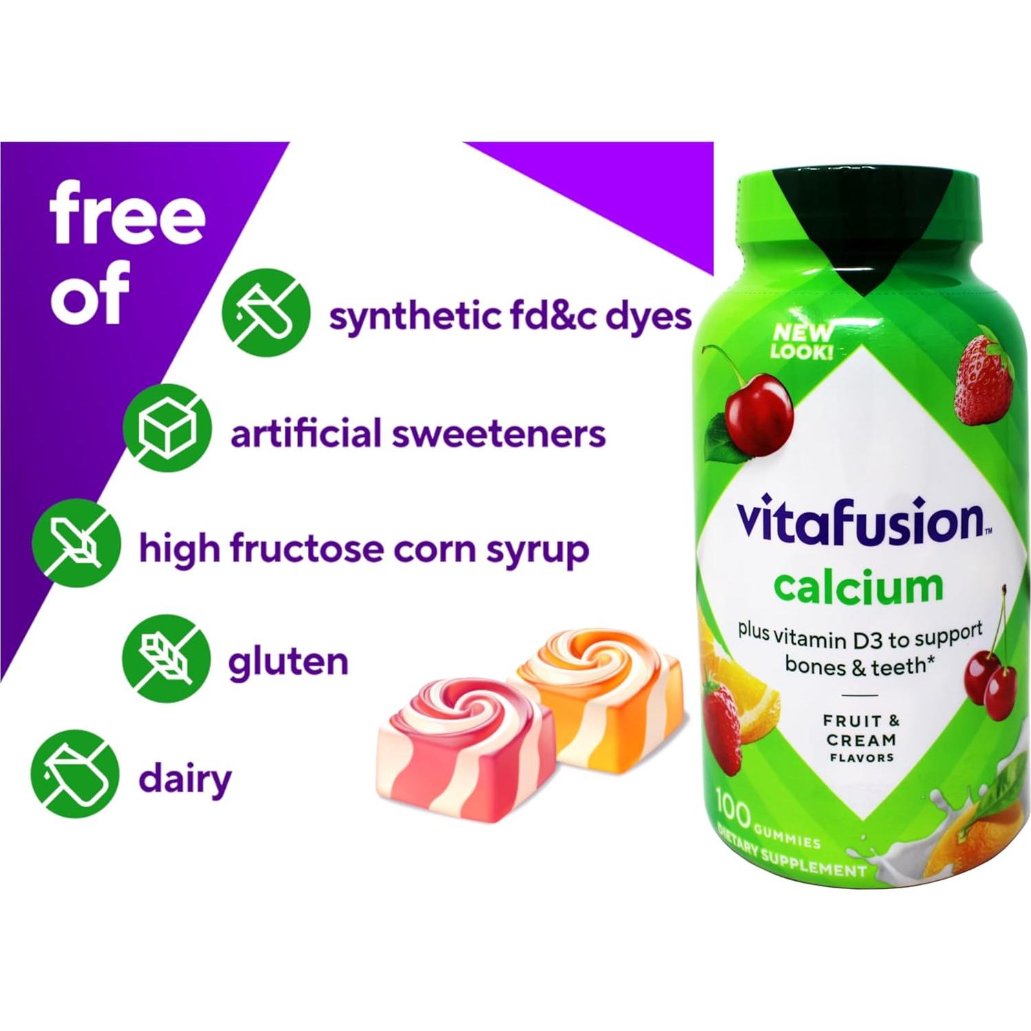 Vitafusion Calcio Gummy 100 Vitaminas Adultos con Vitamina D