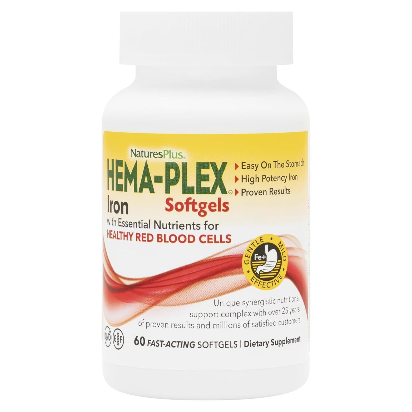 NaturesPlus Hema-Plex Hierro 85 mg - 60 Gelatinas Veganas
