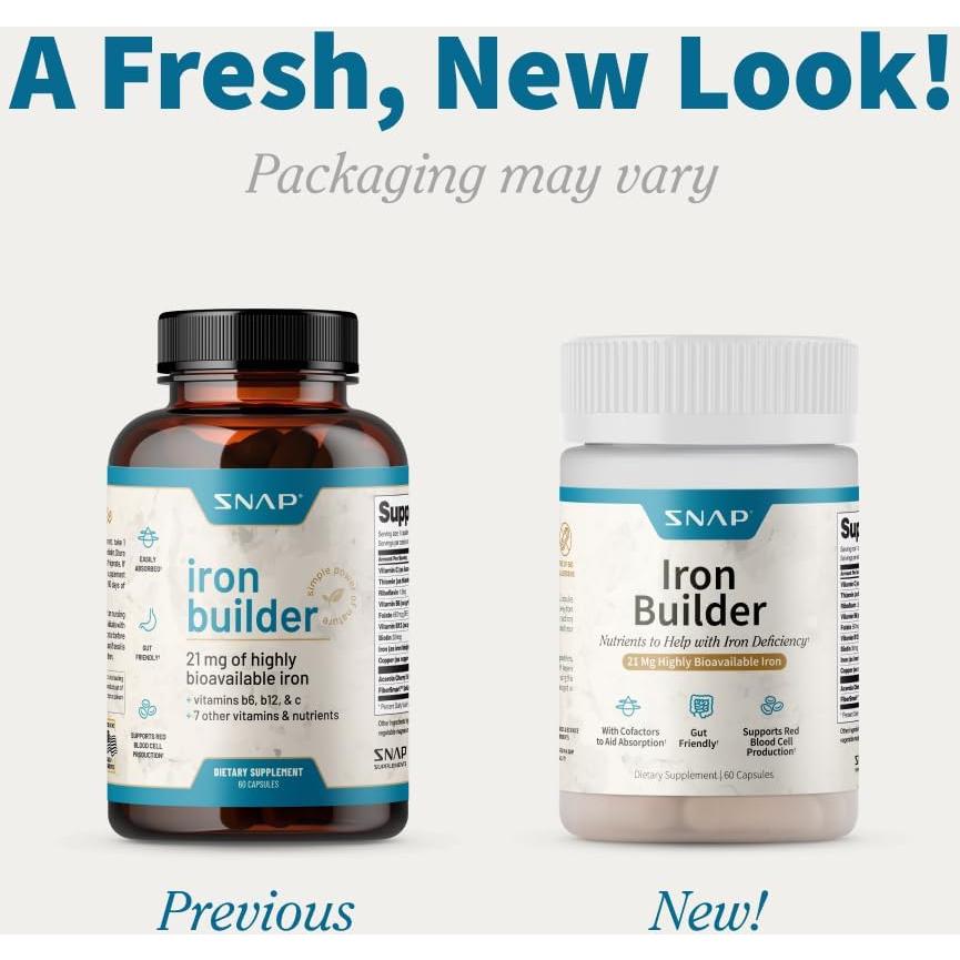 Suplemento de Hierro Natural Snap Supplements 21mg 60 Cápsulas