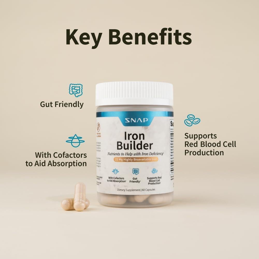 Suplemento de Hierro Natural Snap Supplements 21mg 60 Cápsulas