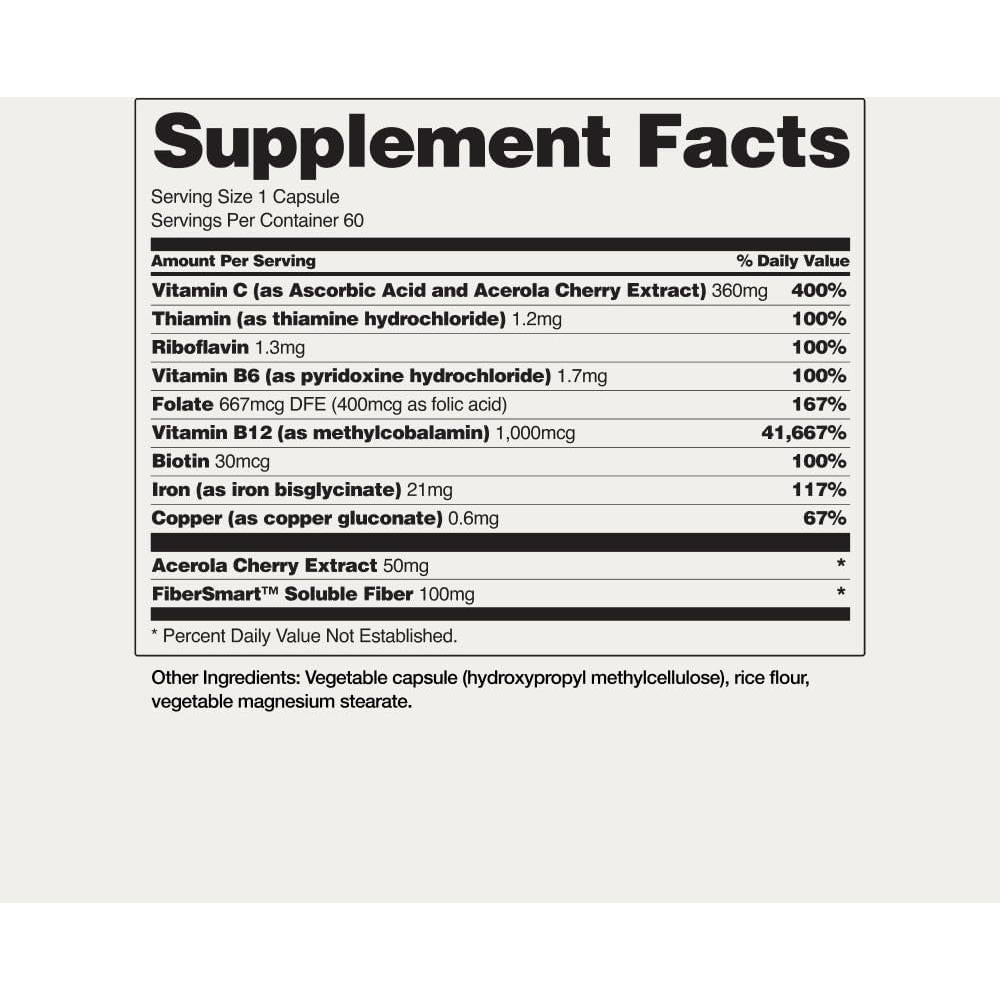 Suplemento de Hierro Natural Snap Supplements 21mg 60 Cápsulas