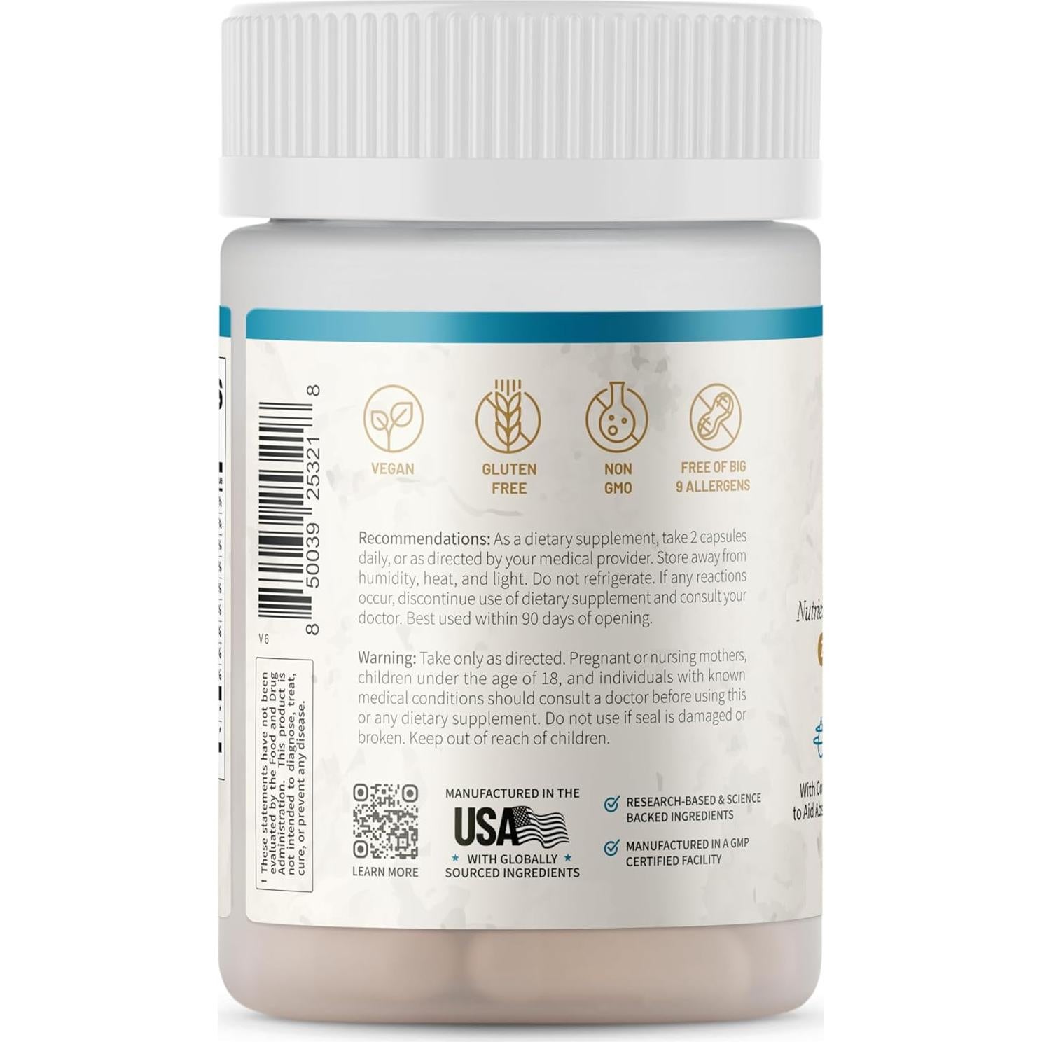 Suplemento de Hierro Natural Snap Supplements 21mg 60 Cápsulas