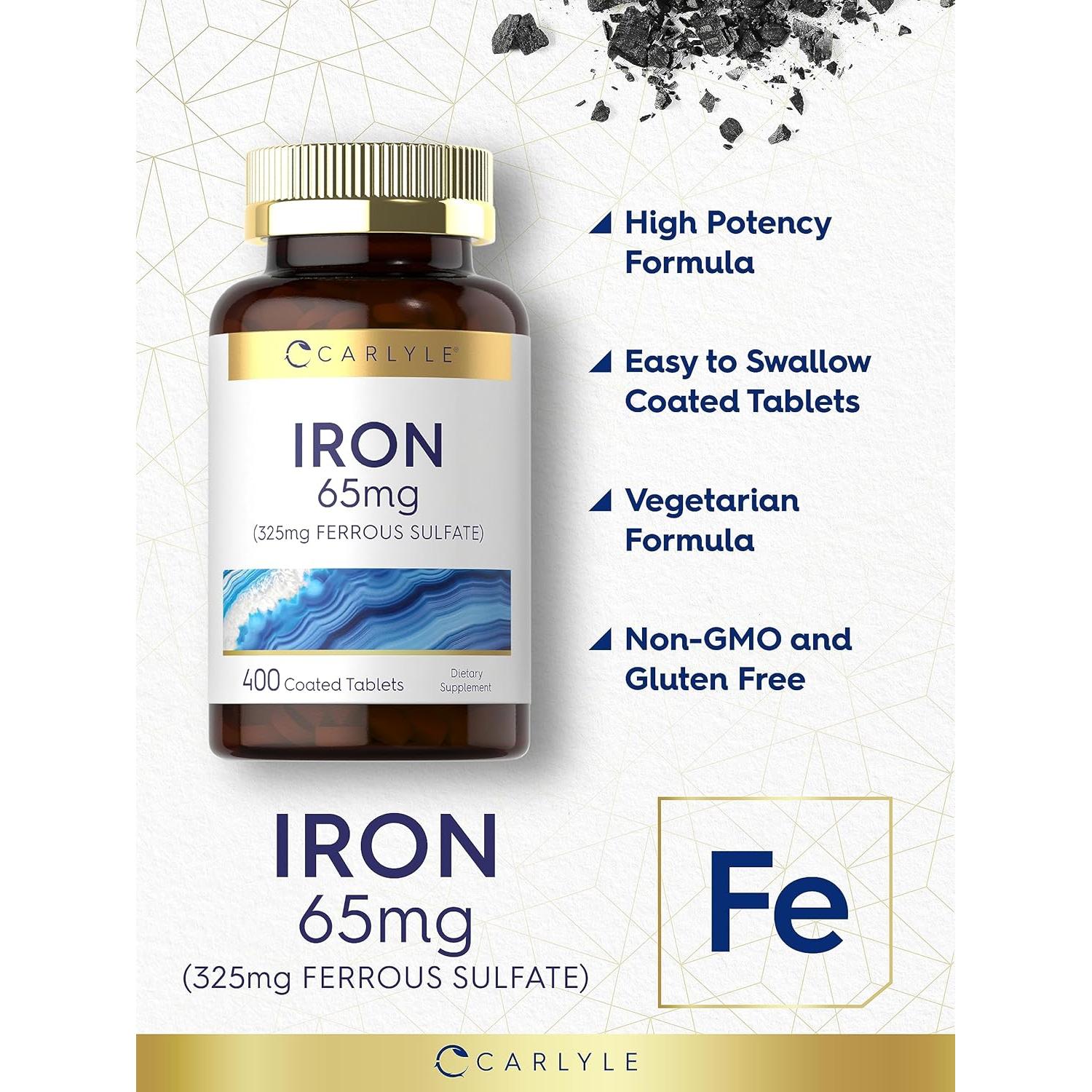 Tabletas de Hierro Carlyle 65 mg | 400 Tabletas Vegetales