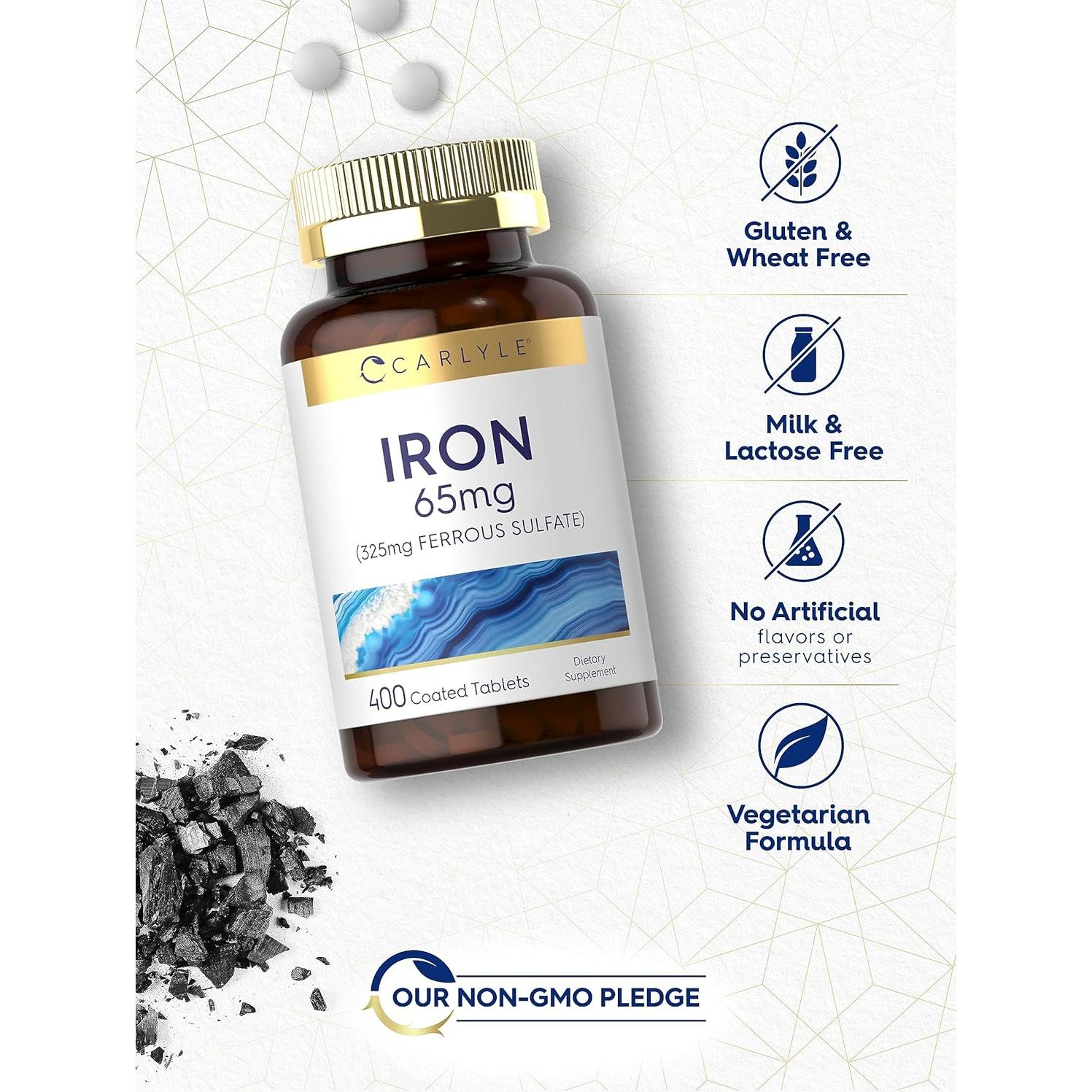 Tabletas de Hierro Carlyle 65 mg | 400 Tabletas Vegetales