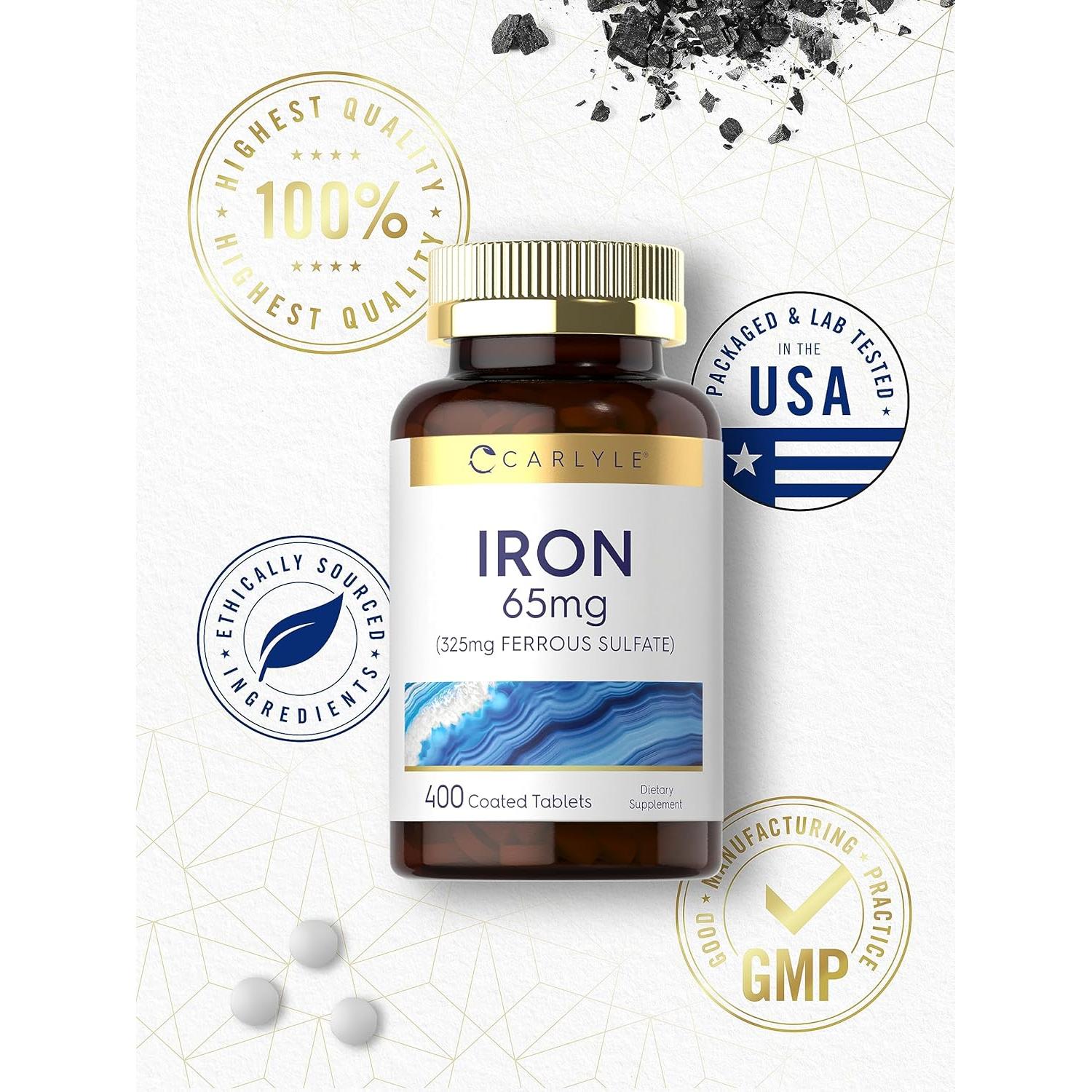 Tabletas de Hierro Carlyle 65 mg | 400 Tabletas Vegetales