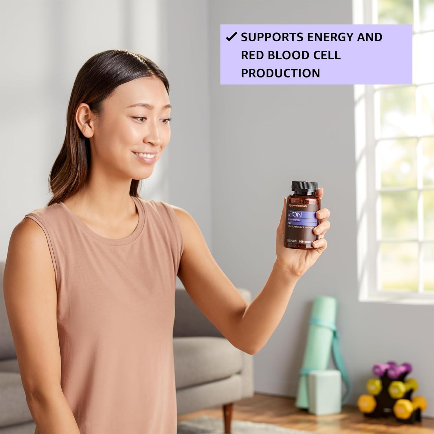 Cápsulas de Hierro Amazon Elements 18mg Veganas 195 Unidades