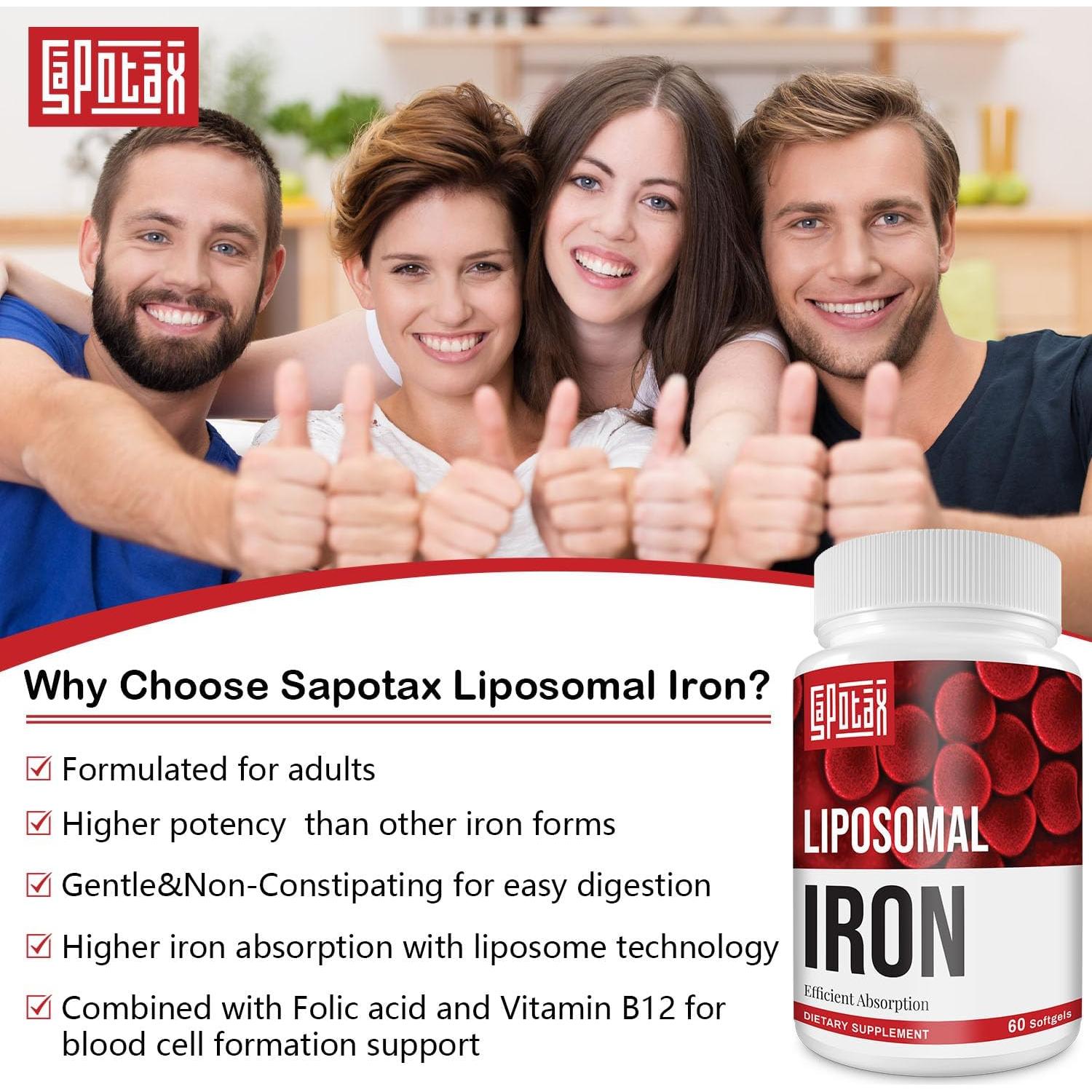 Suplemento de Hierro Liposomal Sapotax 65 mg 60 Softgels