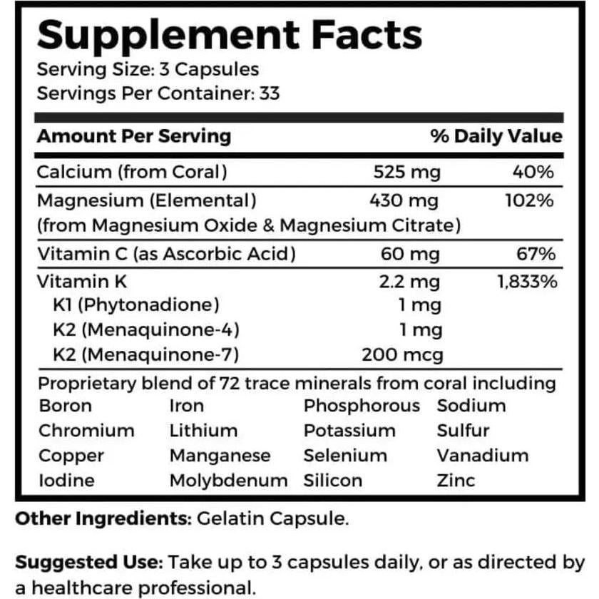Suplemento Coral Cal-Mag K2 Dr. Clark 100 Cápsulas 993mg