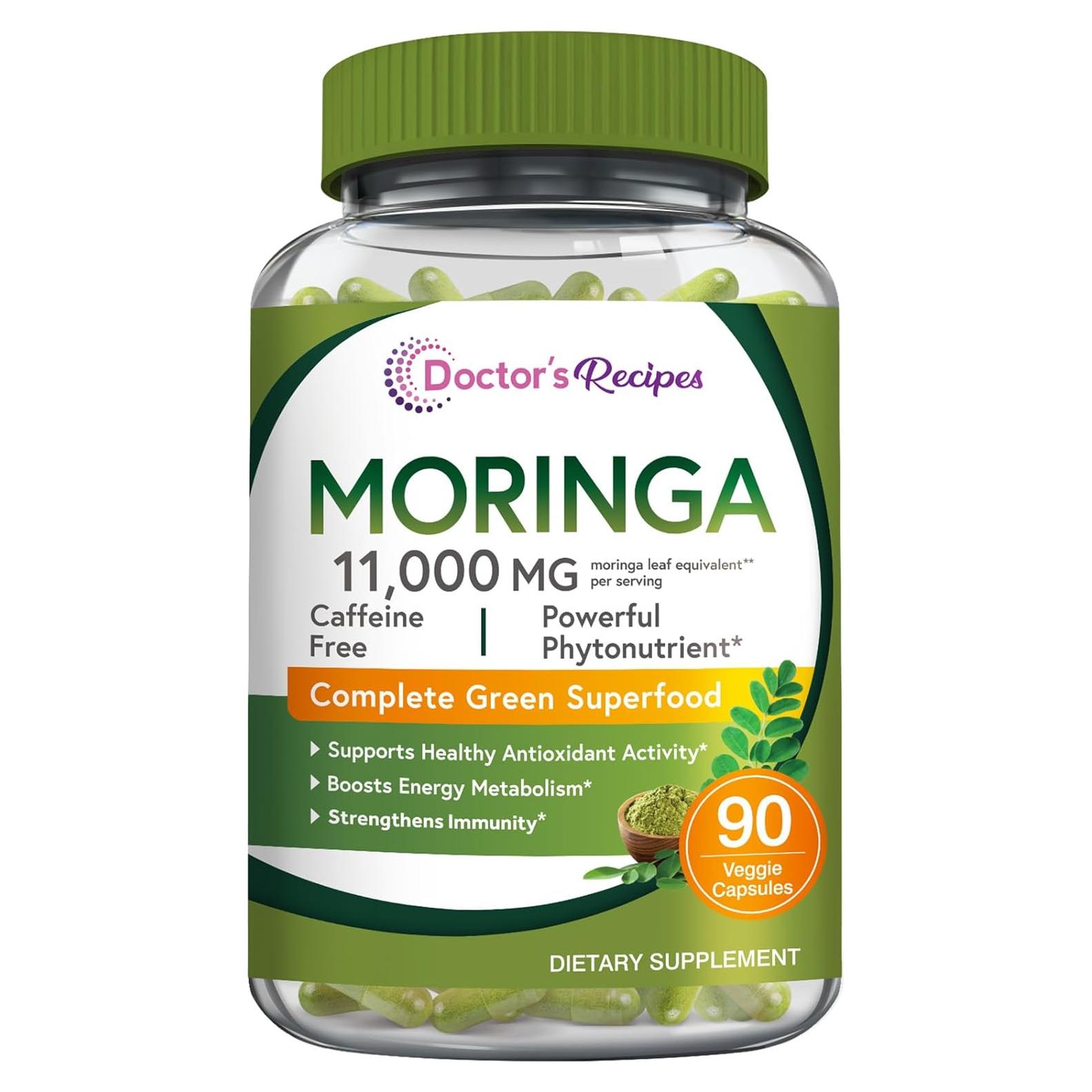 Suplemento de Moringa 11,000 mg Recetas del Doctor 90 Cápsulas Veganas