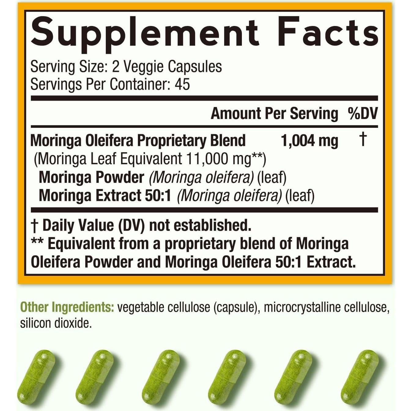 Suplemento de Moringa 11,000 mg Recetas del Doctor 90 Cápsulas Veganas