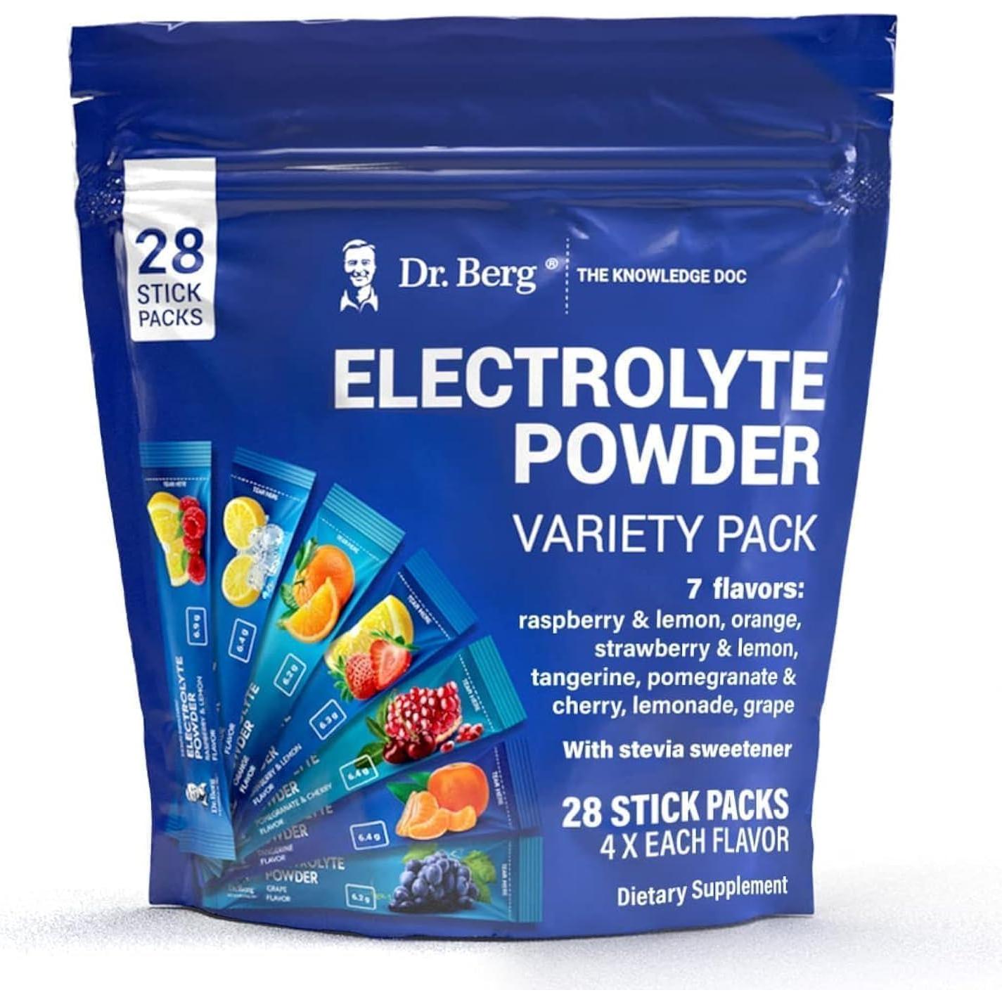Paquete Variado de Polvo de Electrolitos Sin Azúcar Dr. Berg - 28 Sobres
