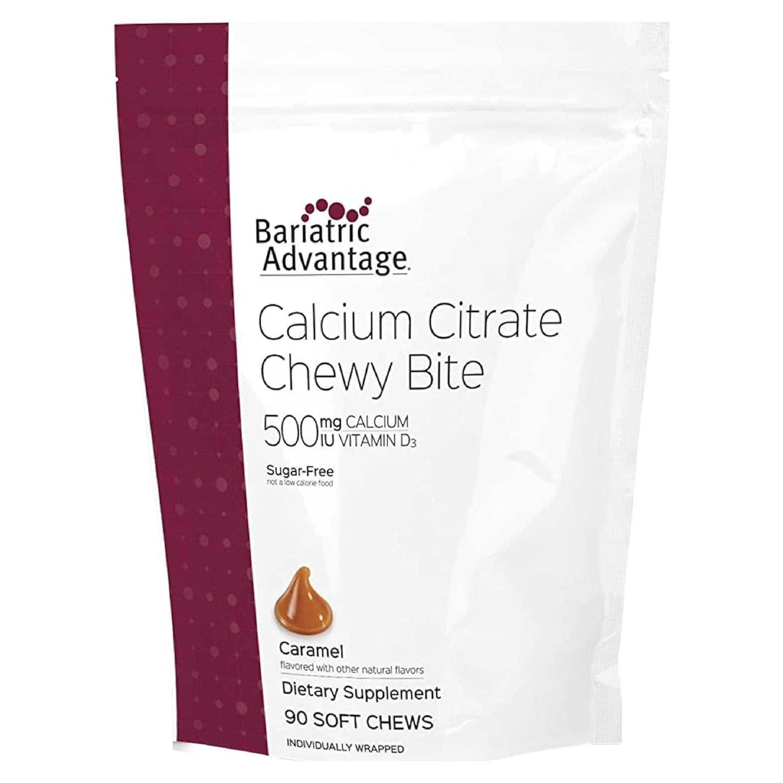 Bocados Masticables de Calcio Bariatric Advantage 500 mg - Sabor Caramelo - 90 Unidades